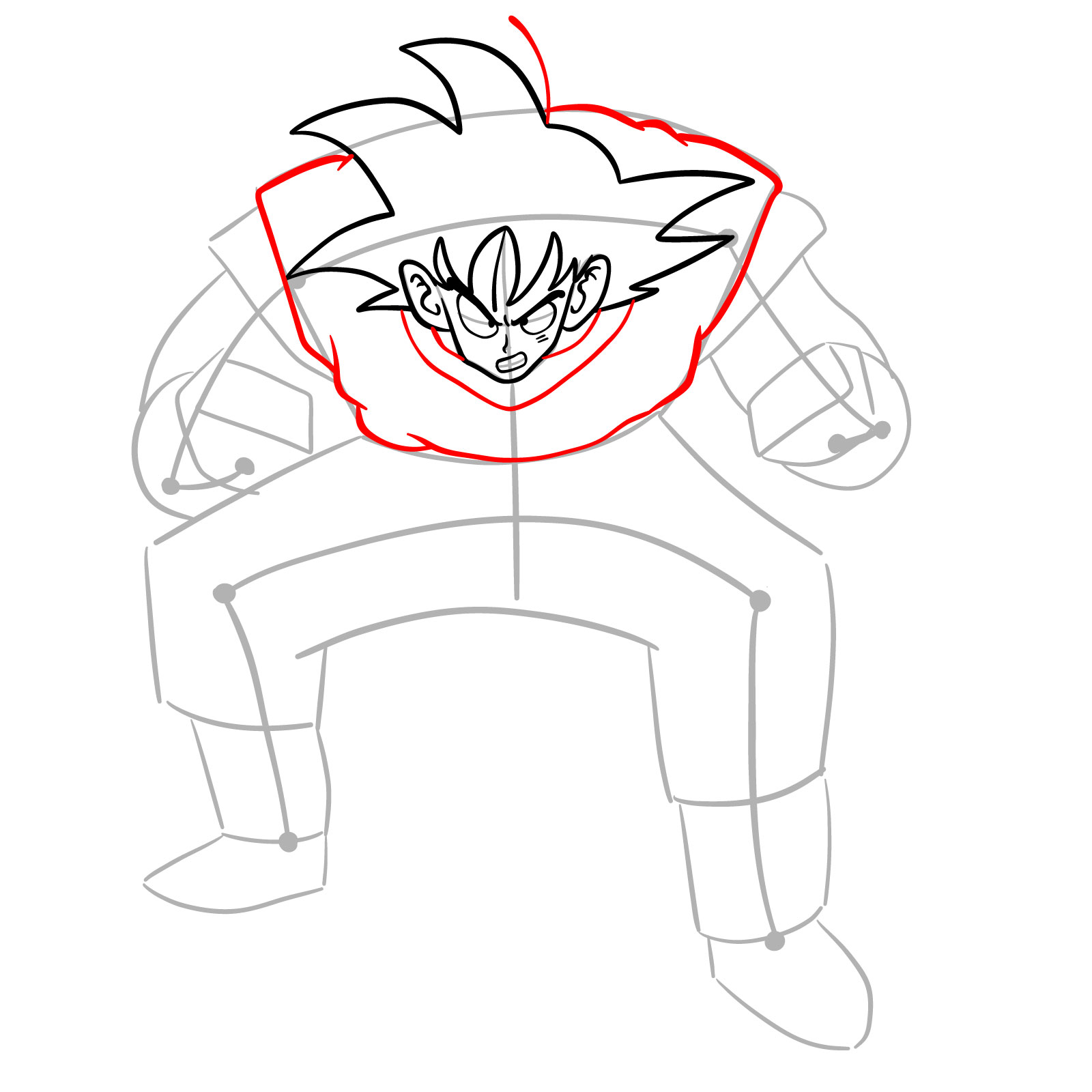 How to draw Goku Kaio-ken - step 09