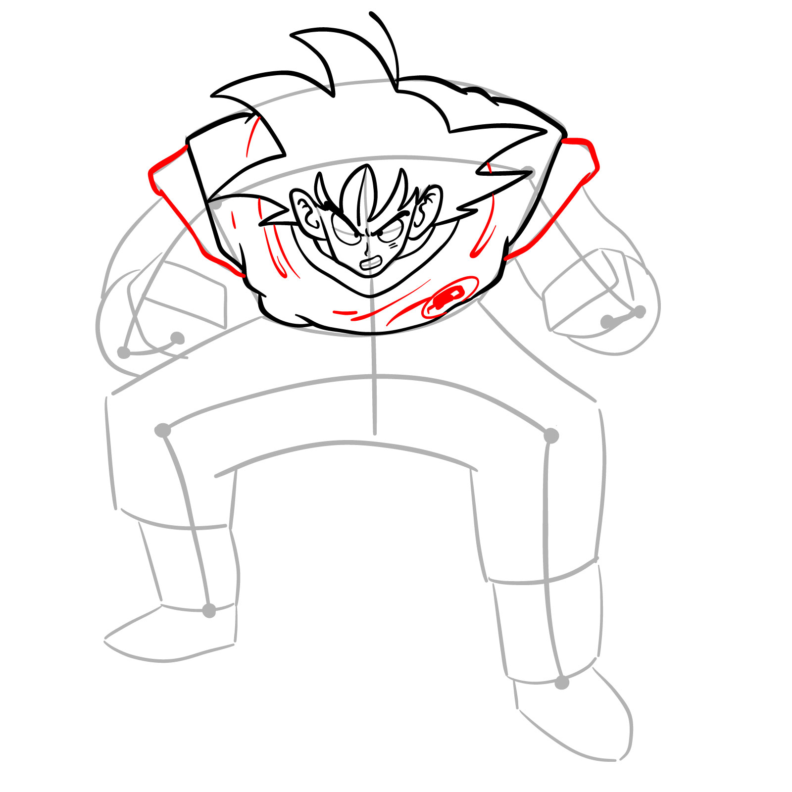 How to draw Goku Kaio-ken - step 10