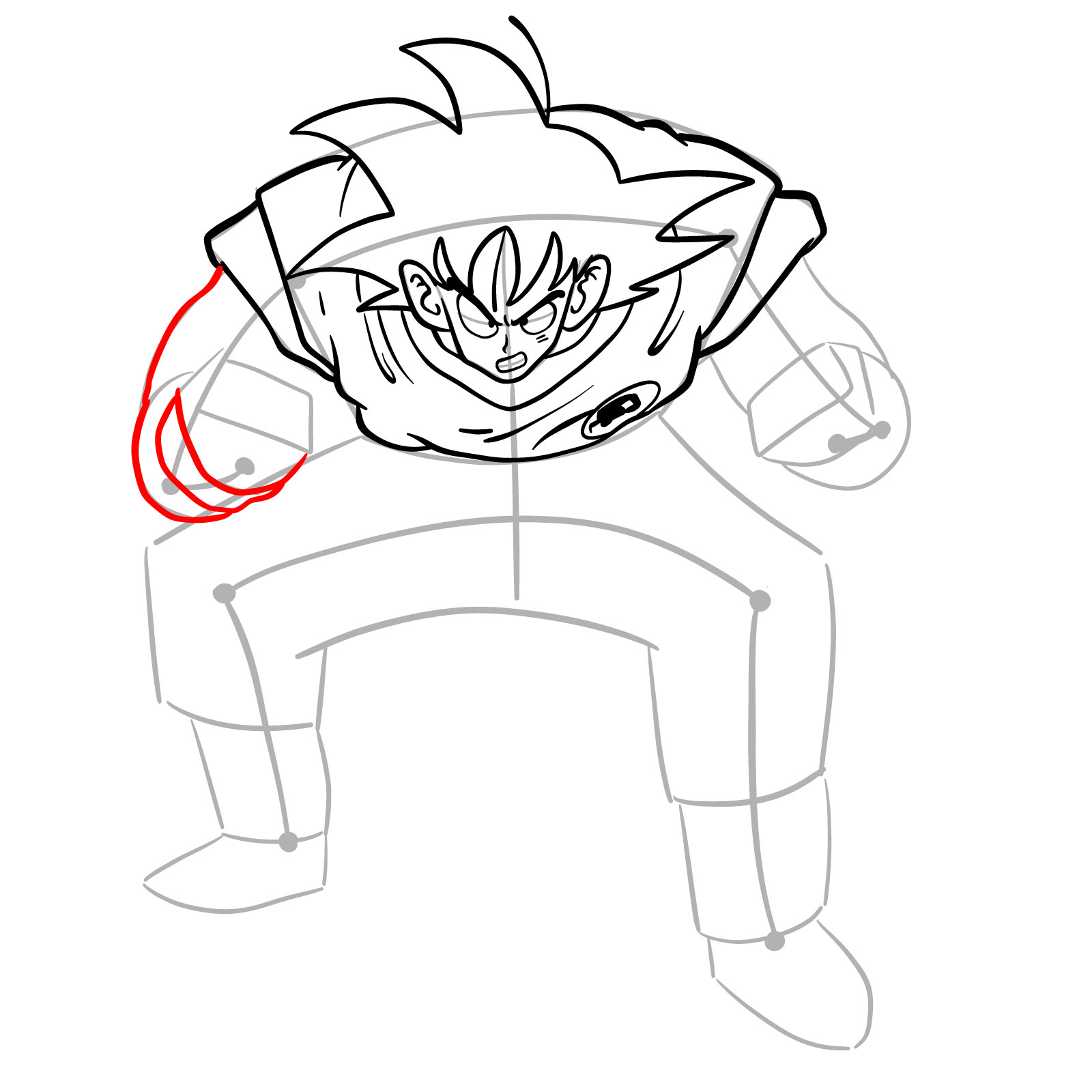 How to draw Goku Kaio-ken - step 11