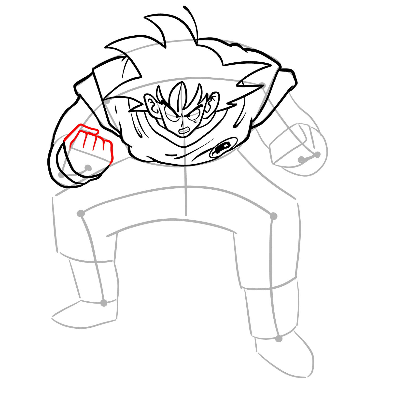 How to draw Goku Kaio-ken - step 12