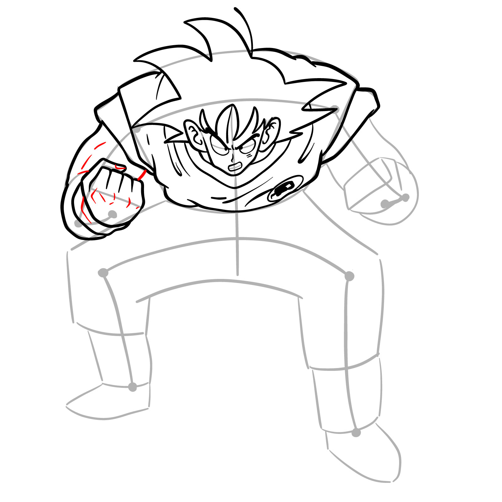 How to draw Goku Kaio-ken - step 13