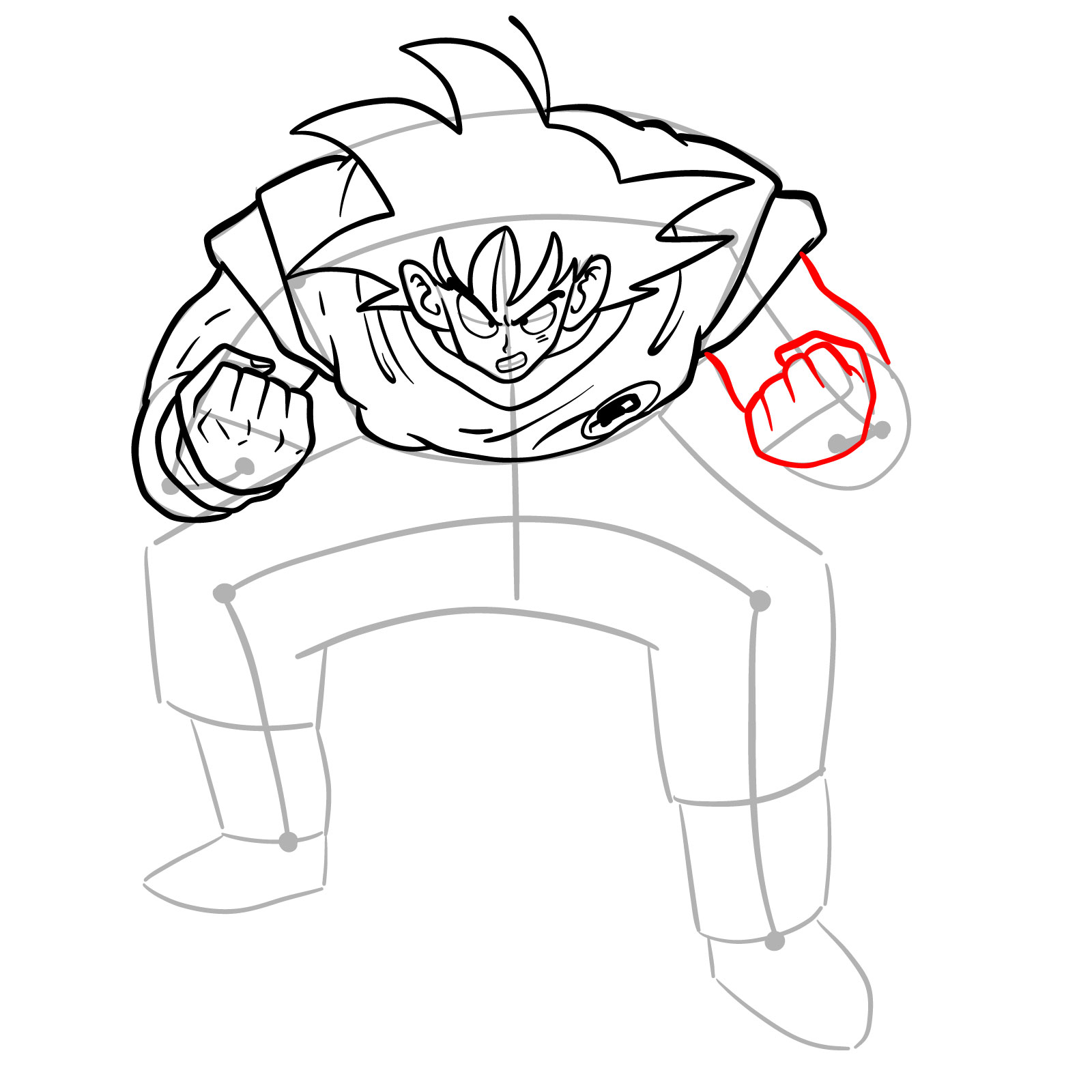 How to draw Goku Kaio-ken - step 14