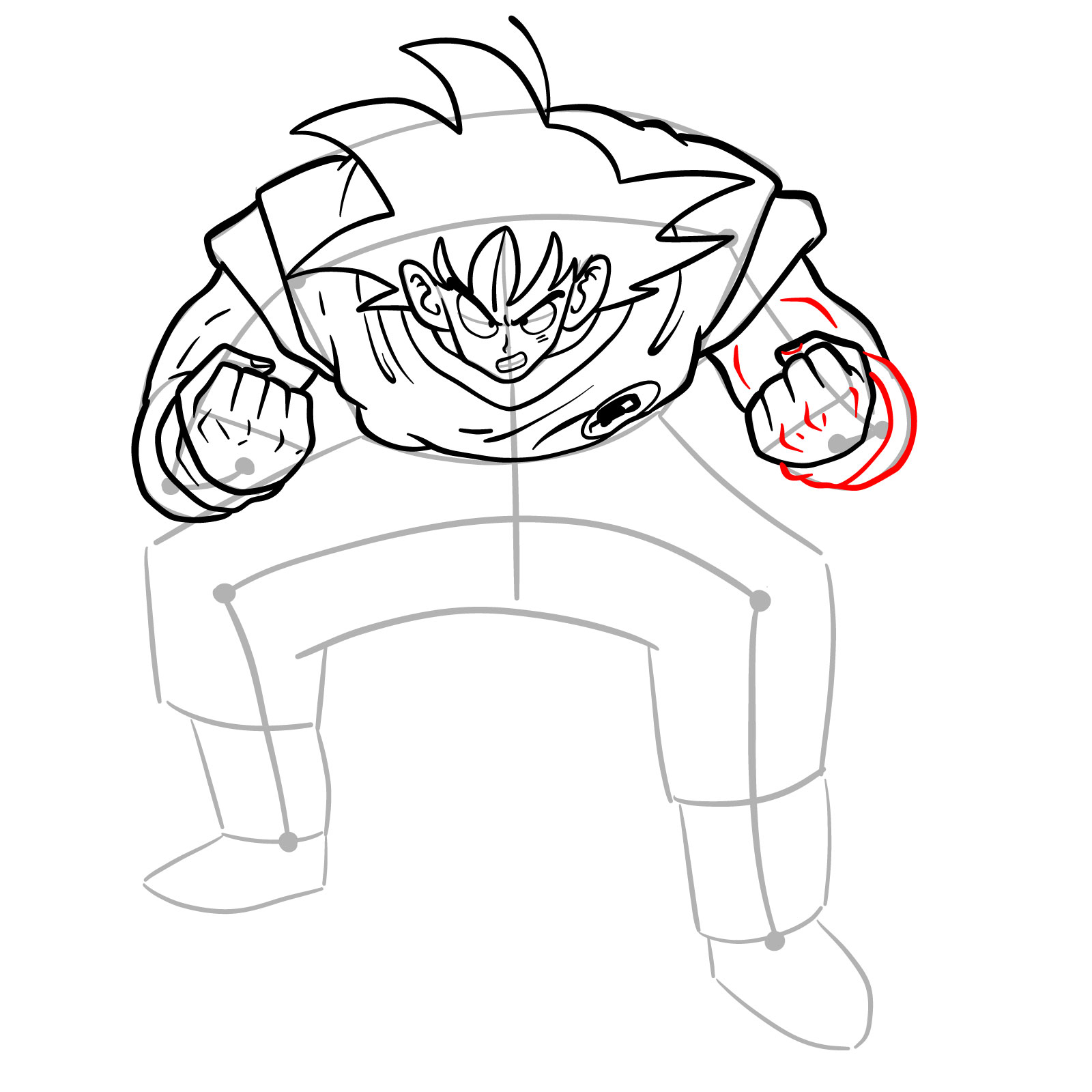 How to draw Goku Kaio-ken - step 15