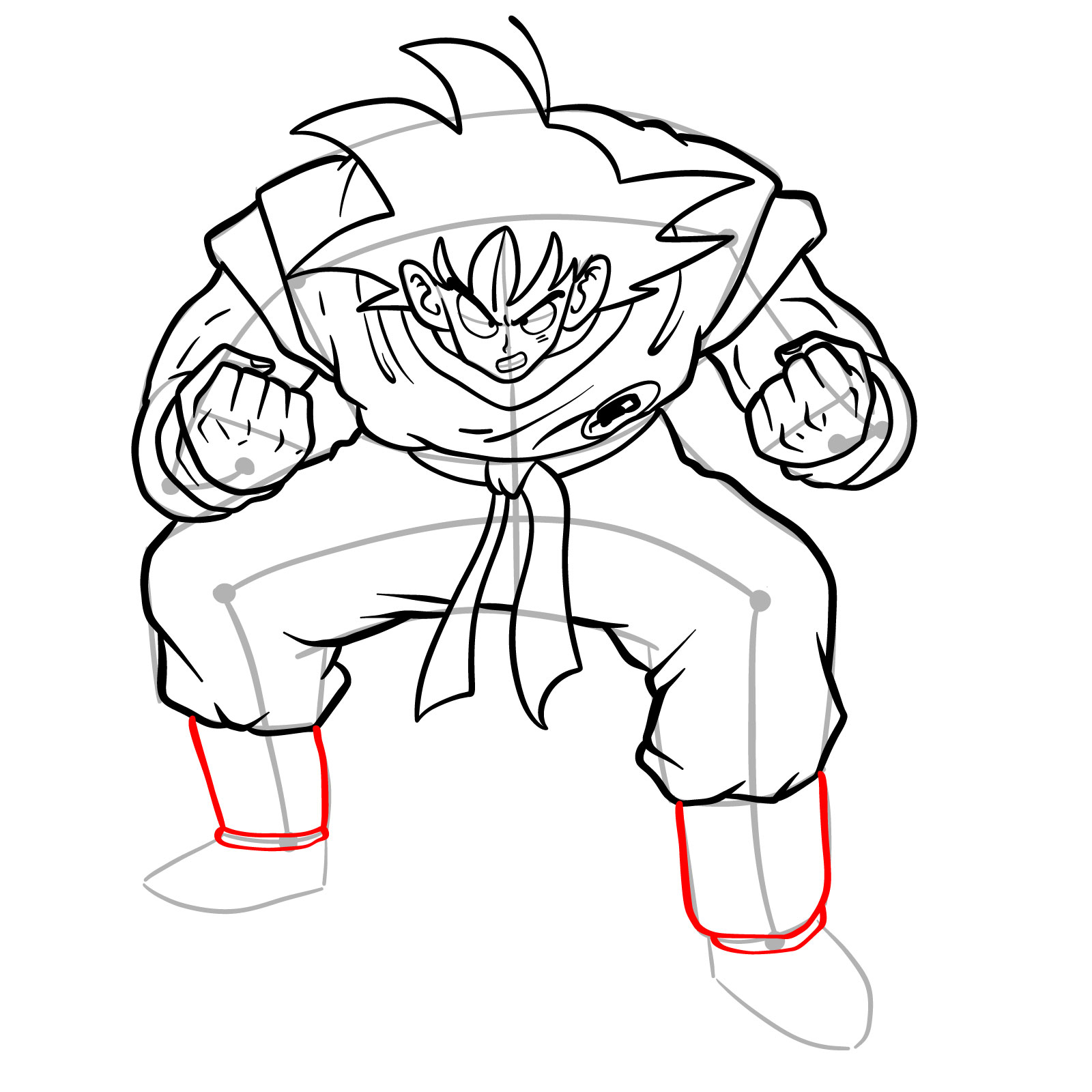 How to draw Goku Kaio-ken - step 19