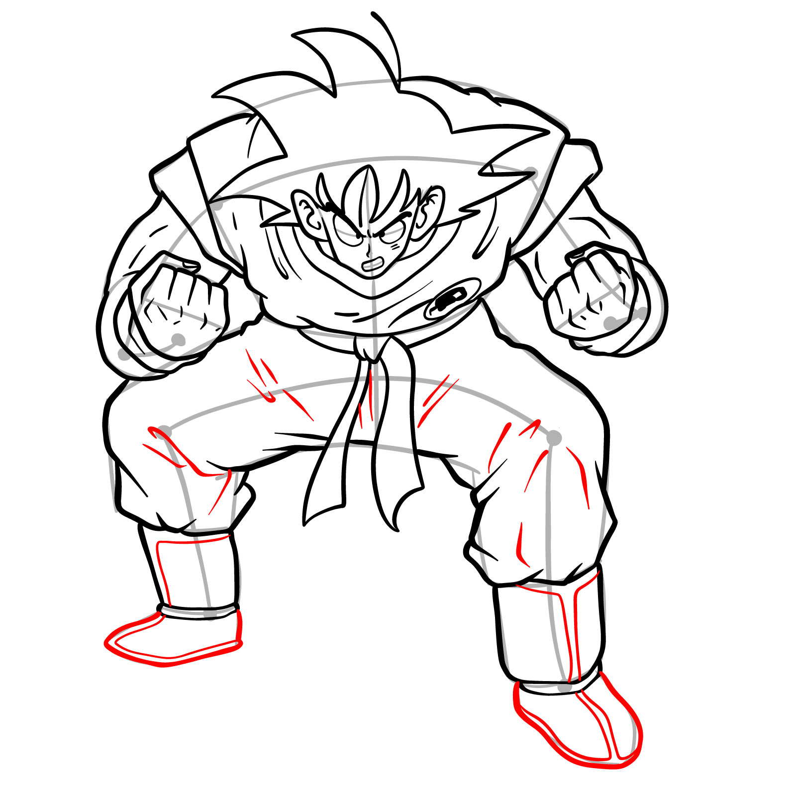 How to draw Goku Kaio-ken - step 20