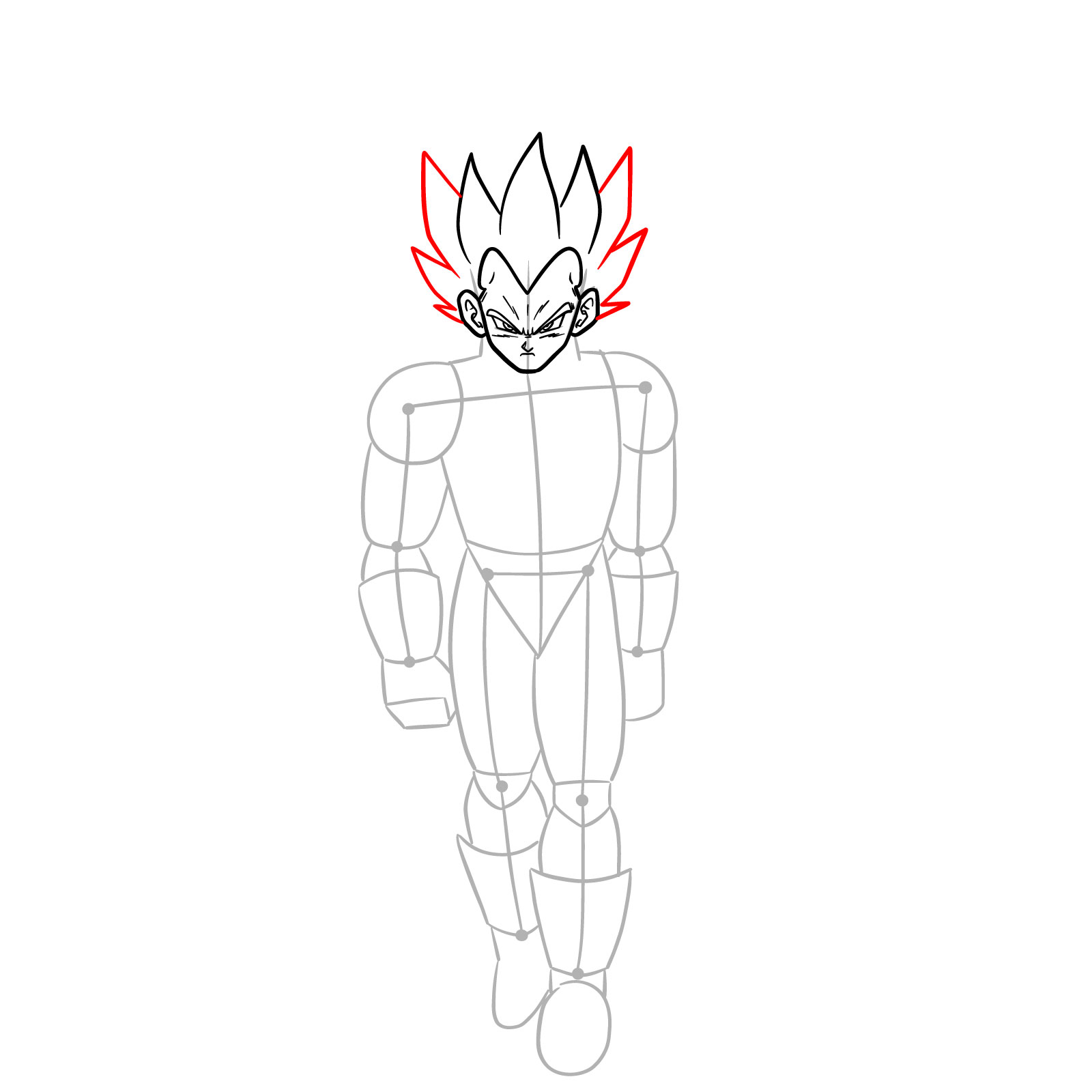 How to draw Vegeta Super Saiyan Blue Evolved - step 08