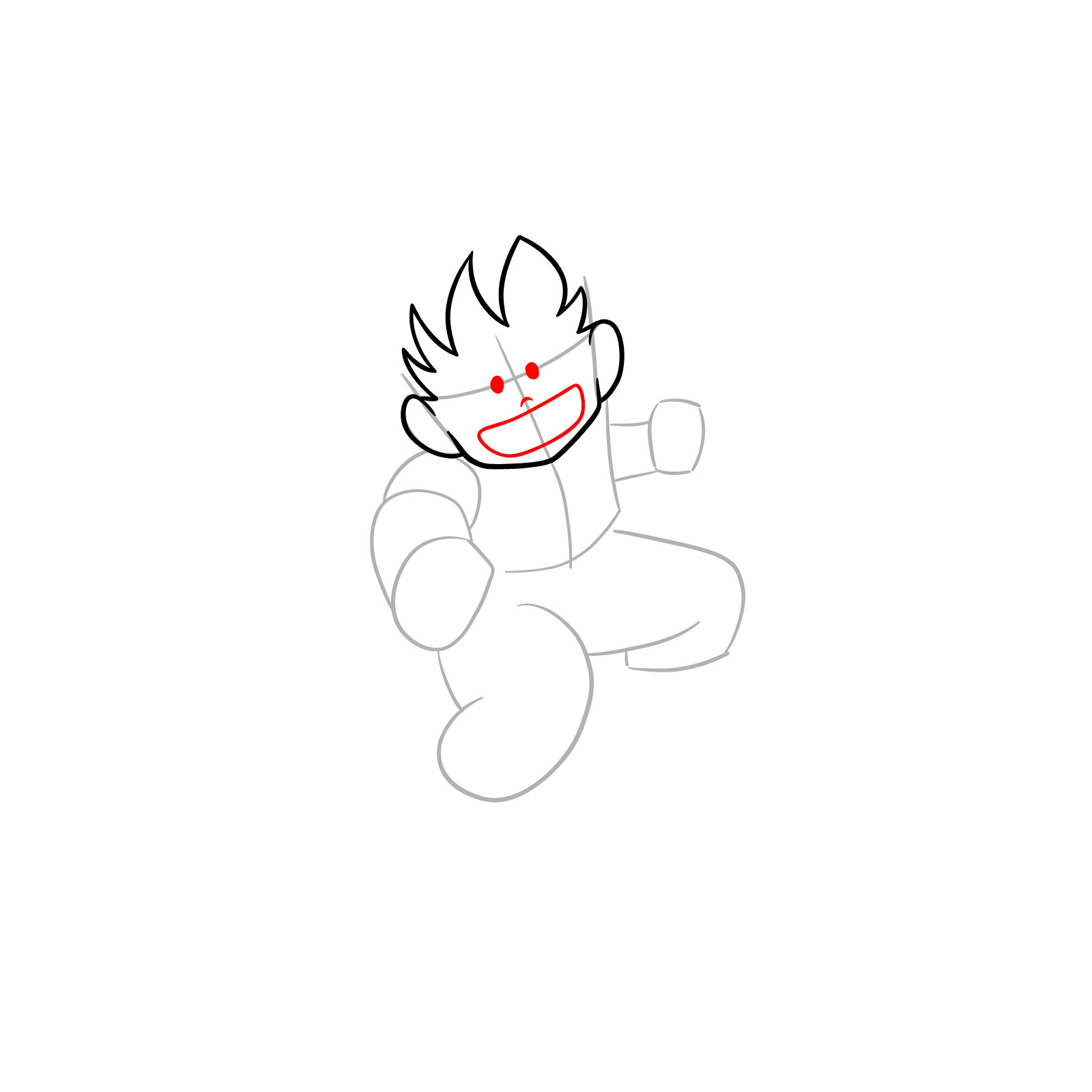 How to draw Kid Goku riding on the Flying Nimbus - step 06