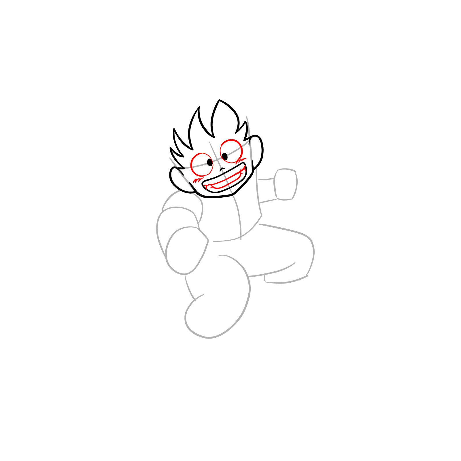 How to draw Kid Goku riding on the Flying Nimbus - step 07