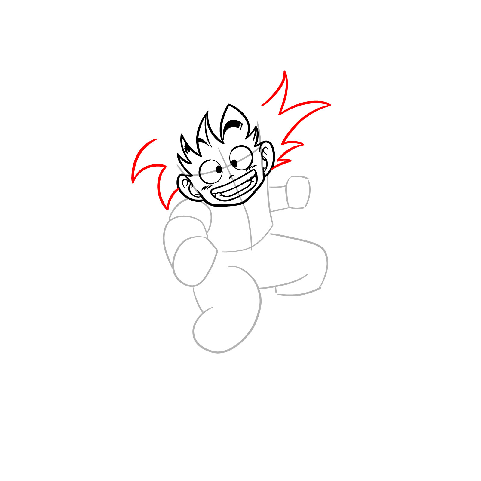 How to draw Kid Goku riding on the Flying Nimbus - step 09