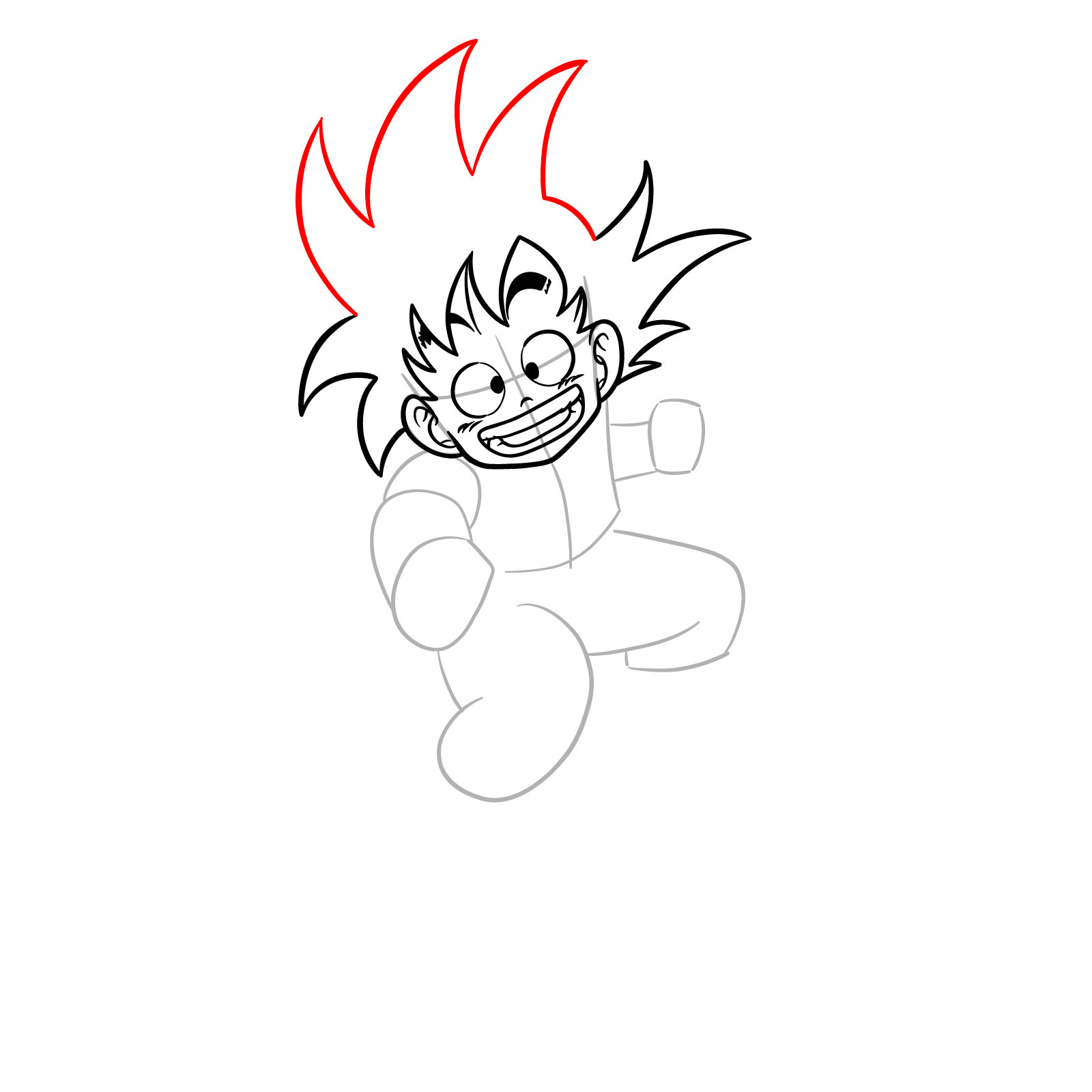 How to draw Kid Goku riding on the Flying Nimbus - step 10