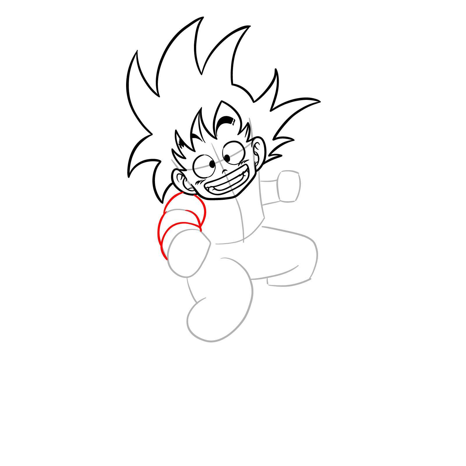 How to draw Kid Goku riding on the Flying Nimbus - step 11