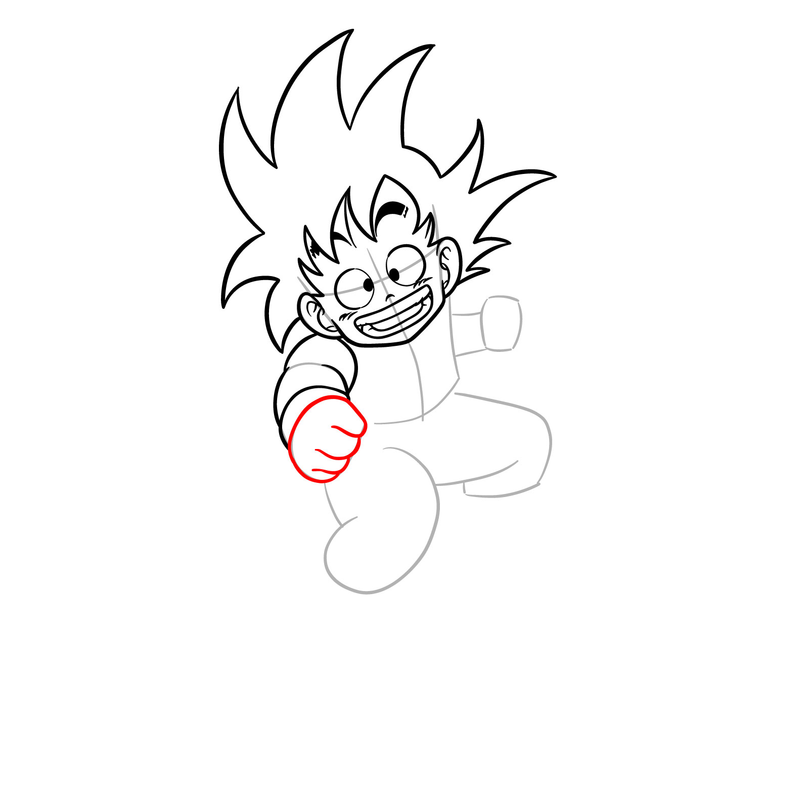 How to draw Kid Goku riding on the Flying Nimbus - step 12