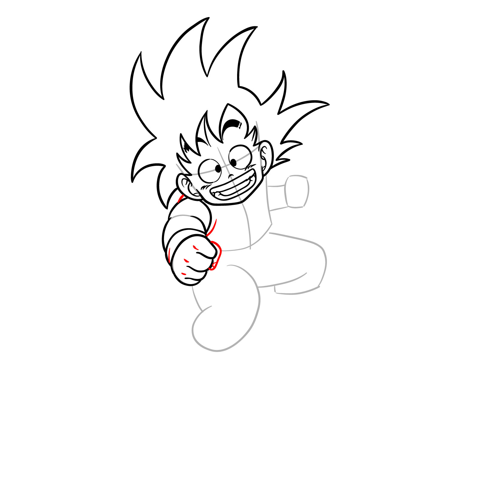 How to draw Kid Goku riding on the Flying Nimbus - step 13
