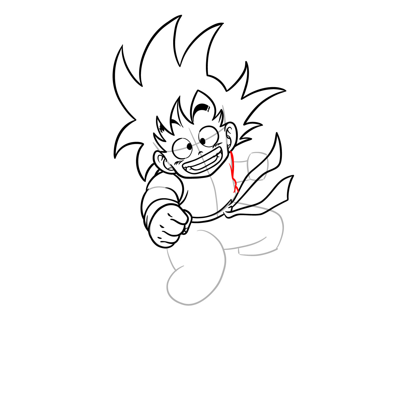 How to draw Kid Goku riding on the Flying Nimbus - step 15