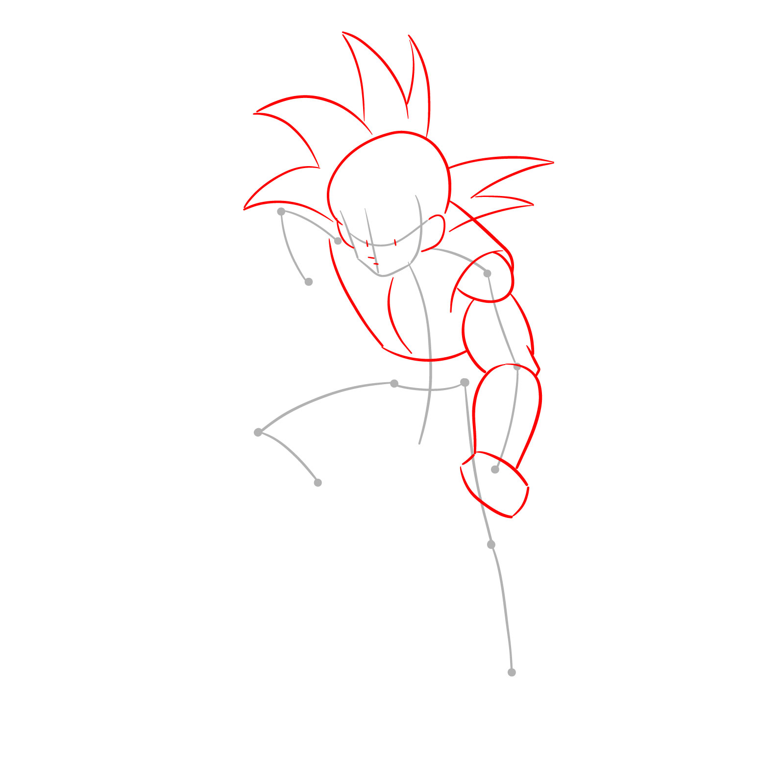 How to draw teen Goku not wearing his weighted clothing - step 02