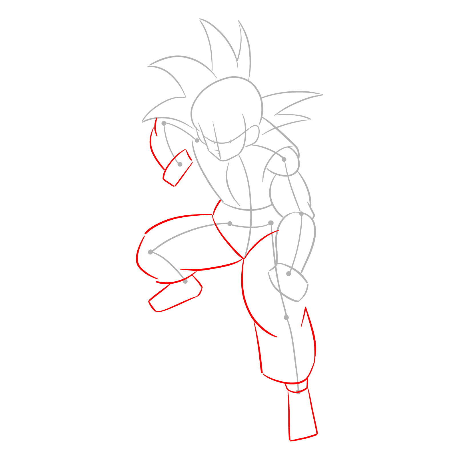How to draw teen Goku not wearing his weighted clothing - step 03
