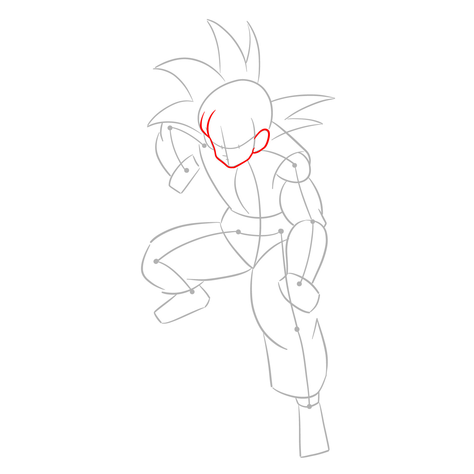 How to draw teen Goku not wearing his weighted clothing - step 04