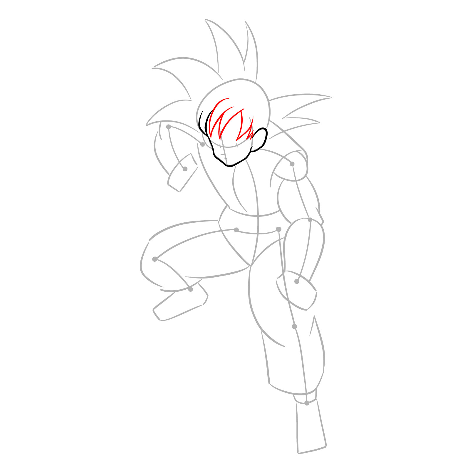 How to draw teen Goku not wearing his weighted clothing - step 05
