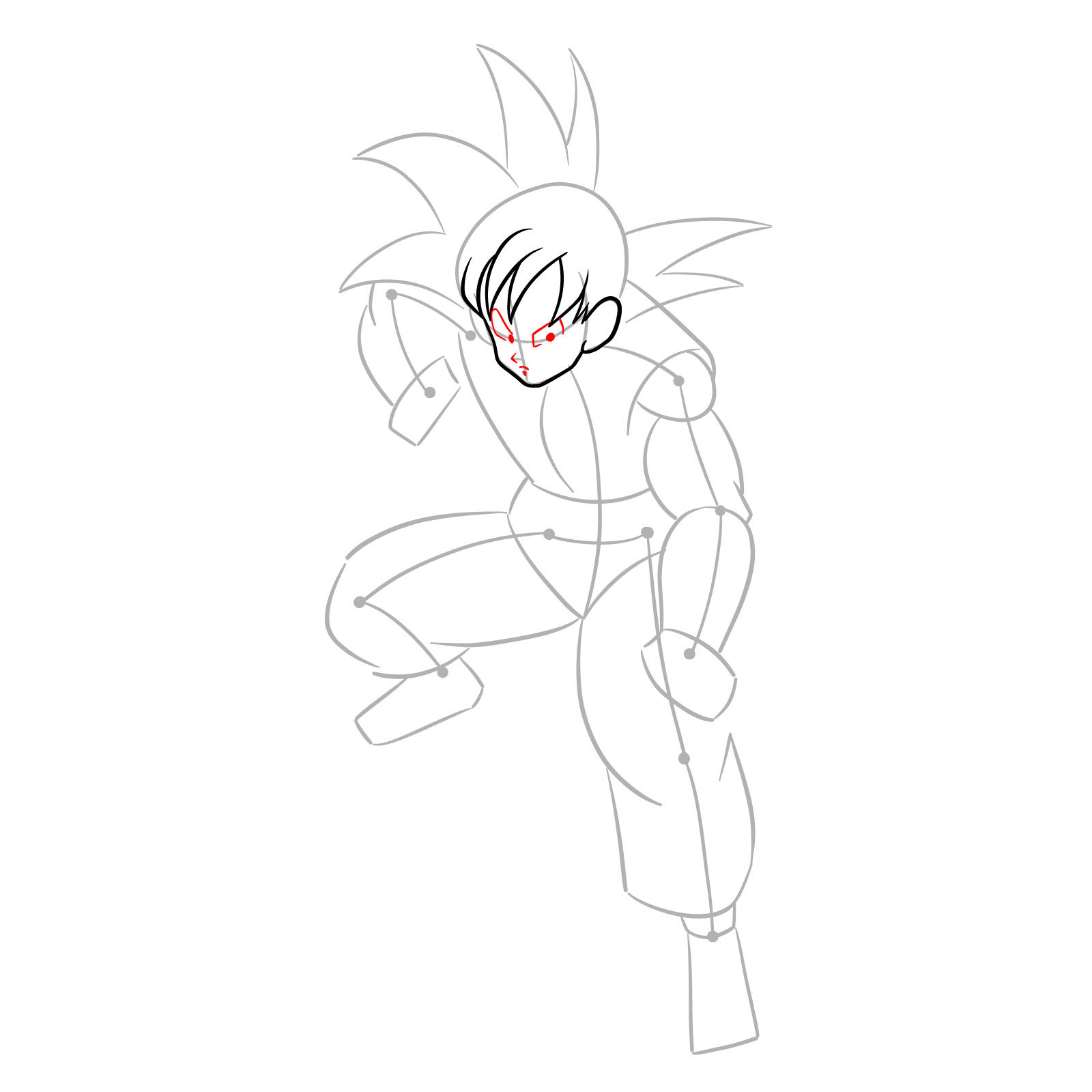 How to draw teen Goku not wearing his weighted clothing - step 06