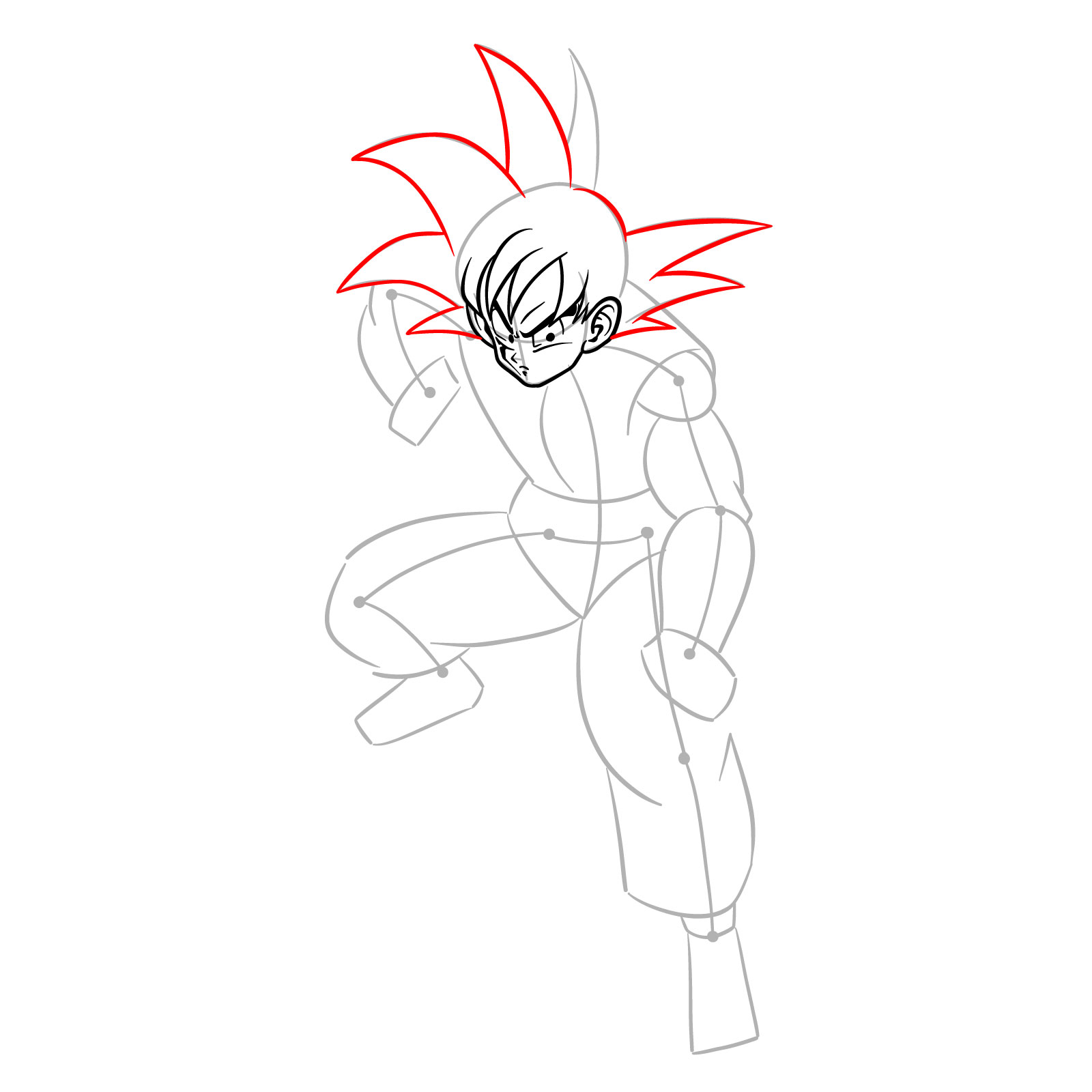 How to draw teen Goku not wearing his weighted clothing - step 08