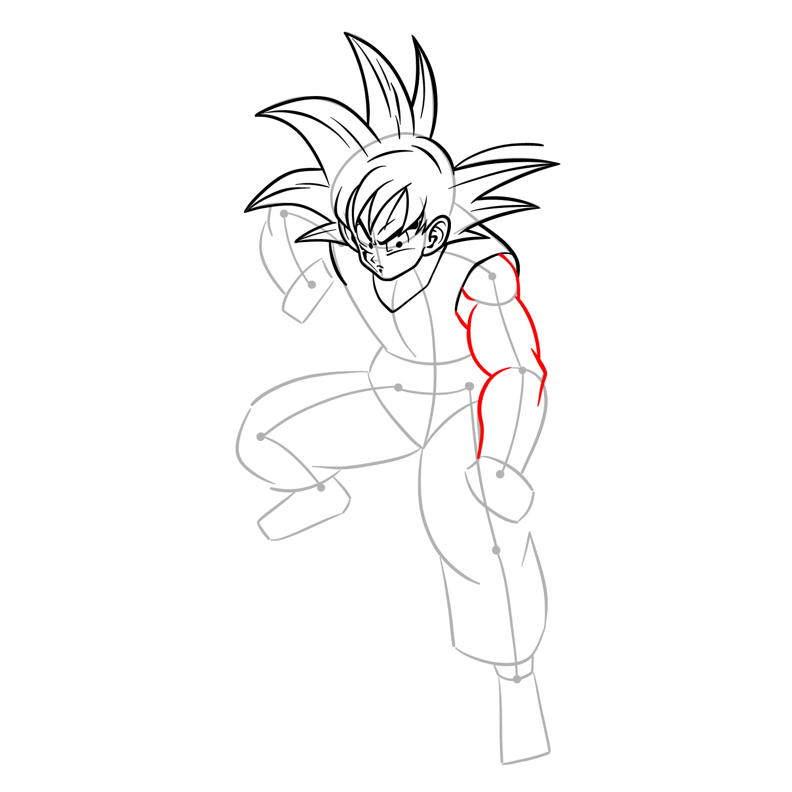 How to draw teen Goku not wearing his weighted clothing - step 11