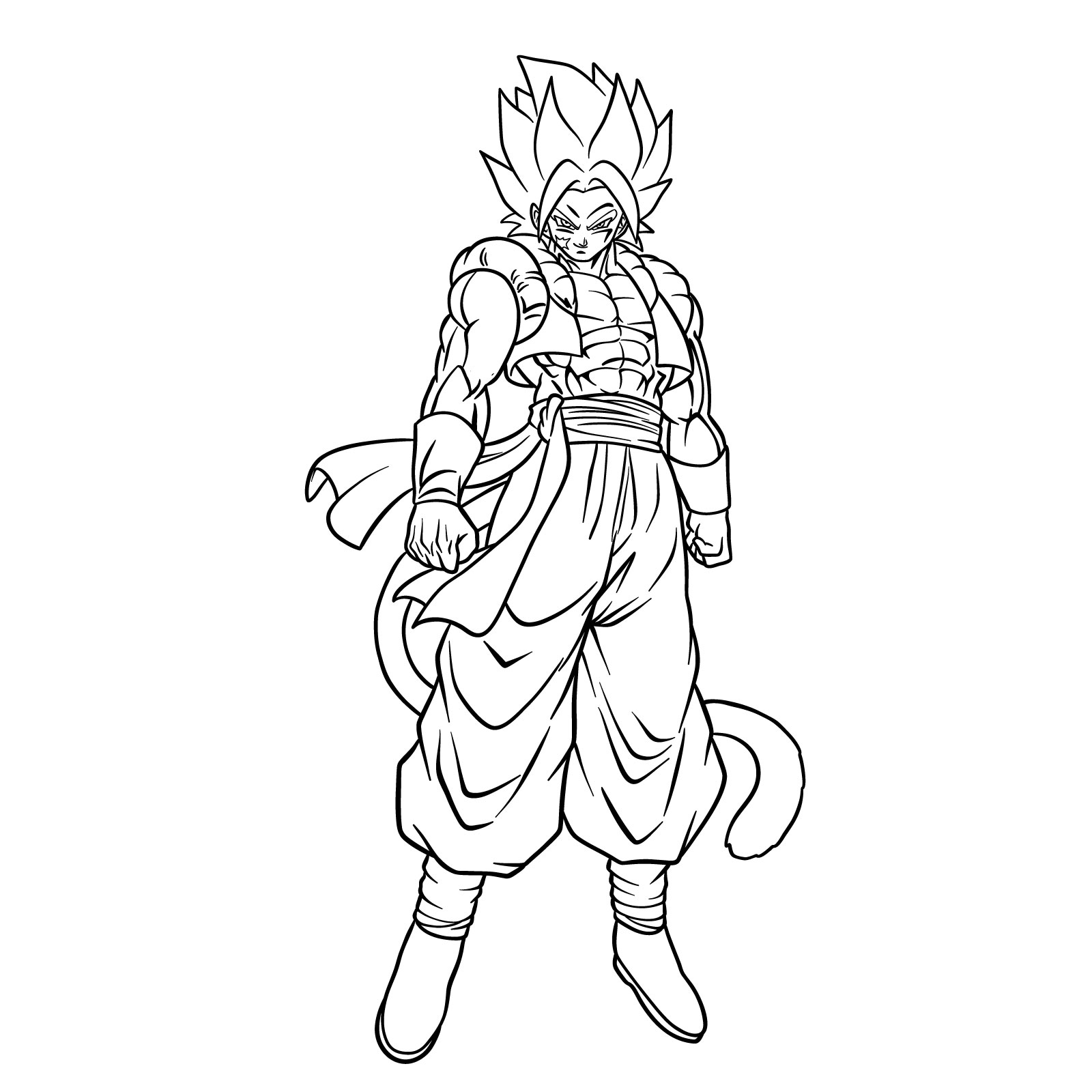 Easy step by step drawing of Shallet, the fusion of the twin brothers, Shallot and Giblet from Dragon Ball - final step