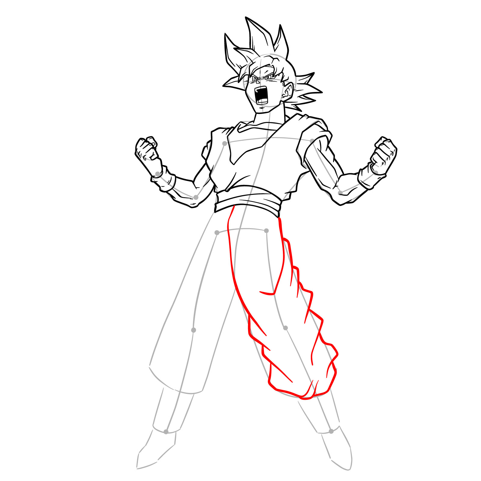 How to draw Goku Super Saiyan God 2 - step 17