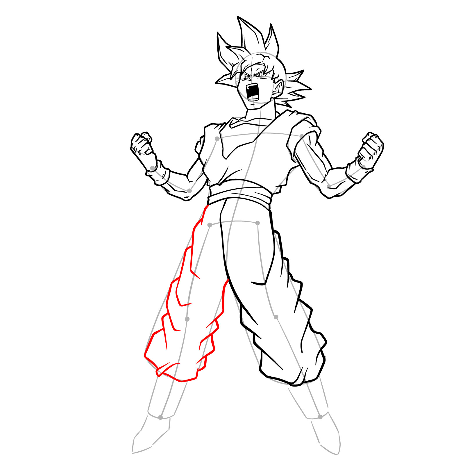 How to draw Goku Super Saiyan God 2 - step 18