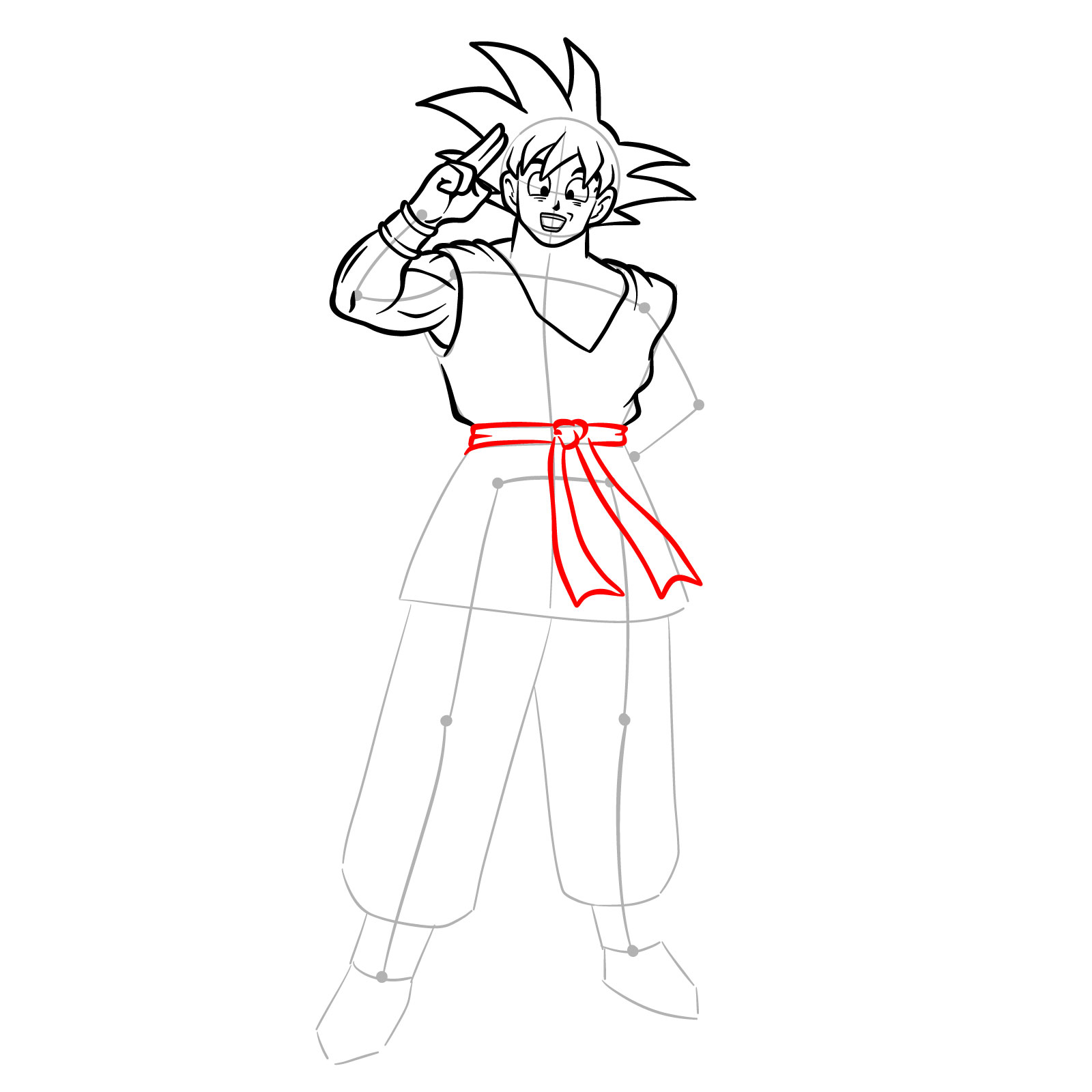 How to draw Goku in his Blue Gi from the End of Z Saga - step 13
