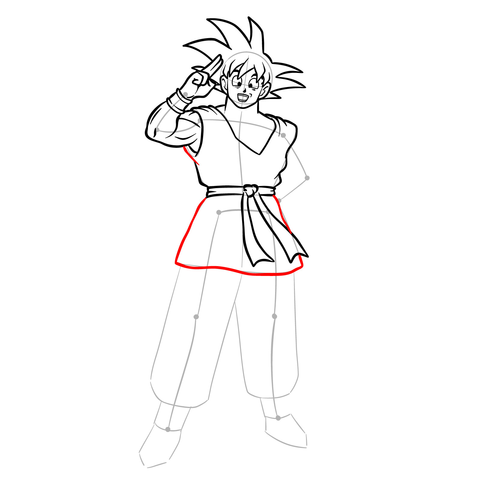 How to draw Goku in his Blue Gi from the End of Z Saga - step 14