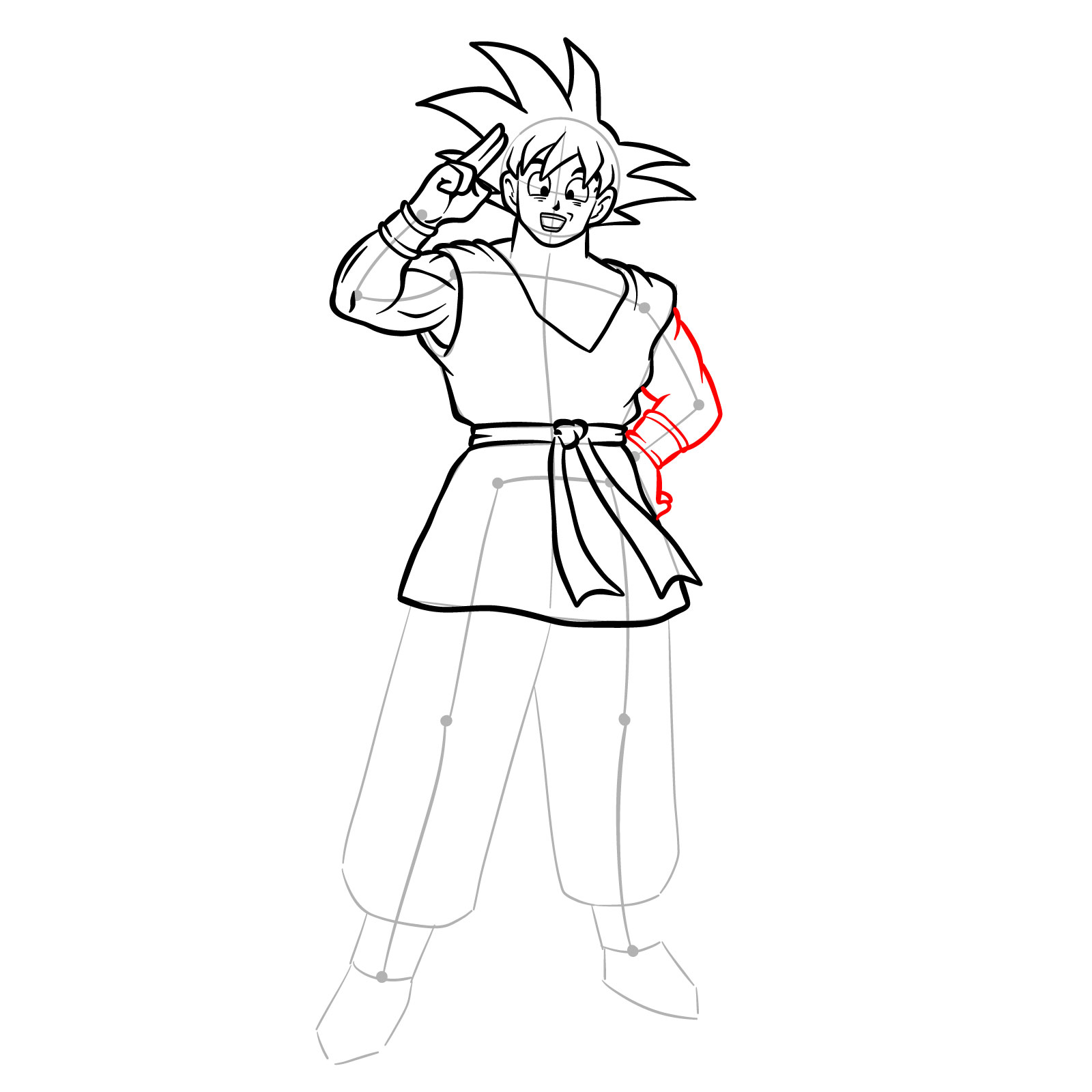 How to draw Goku in his Blue Gi from the End of Z Saga - step 15