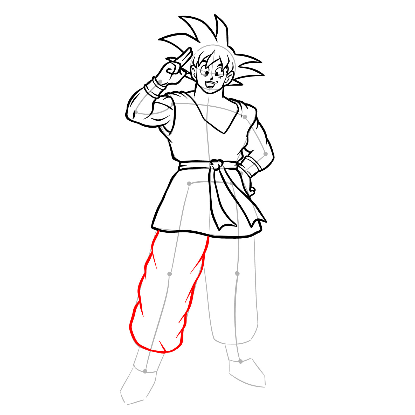 How to draw Goku in his Blue Gi from the End of Z Saga - step 16