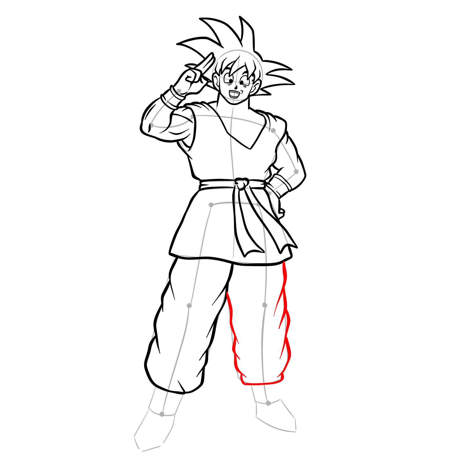 How to draw Goku in his Blue Gi from the End of Z Saga - step 17