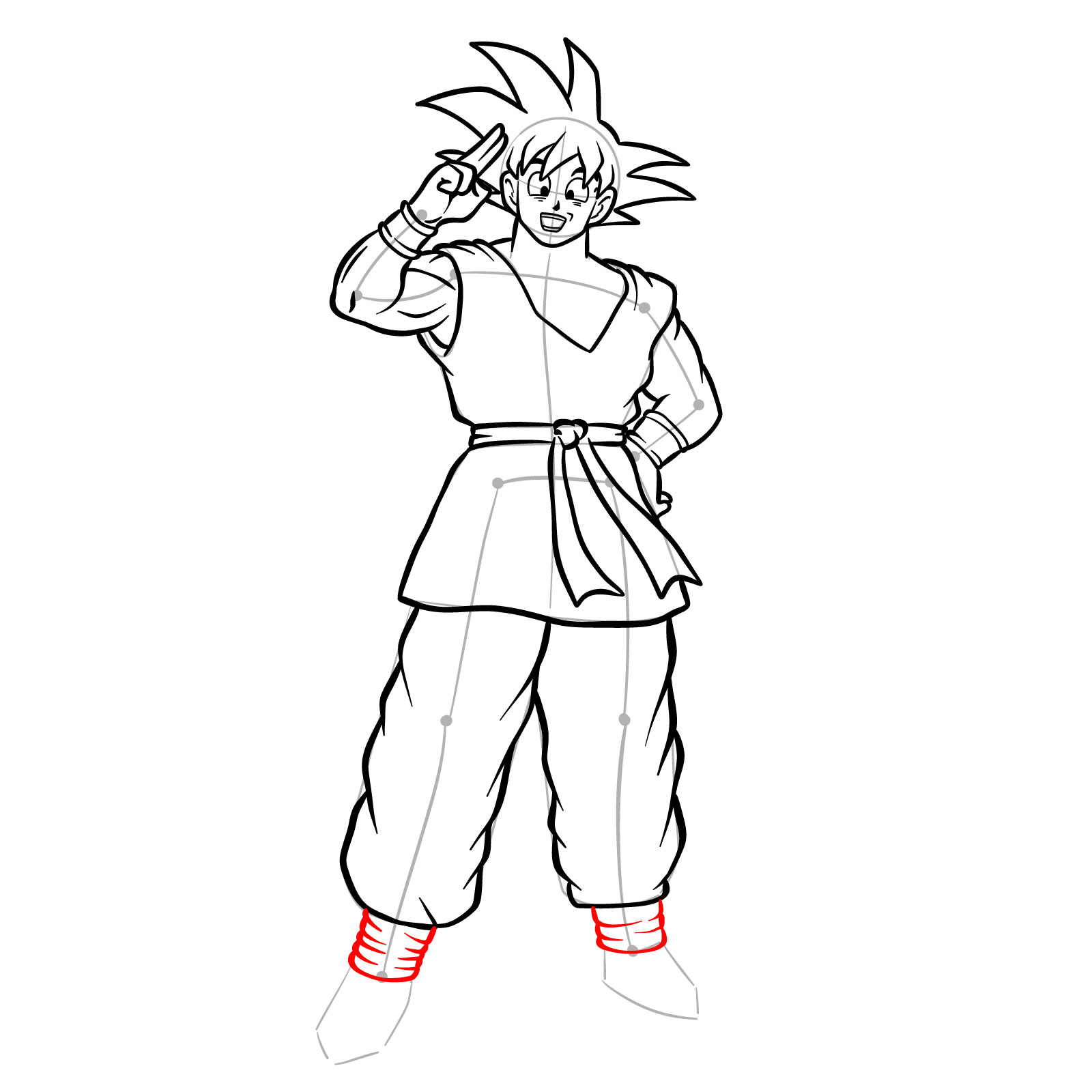 How to draw Goku in his Blue Gi from the End of Z Saga - step 18