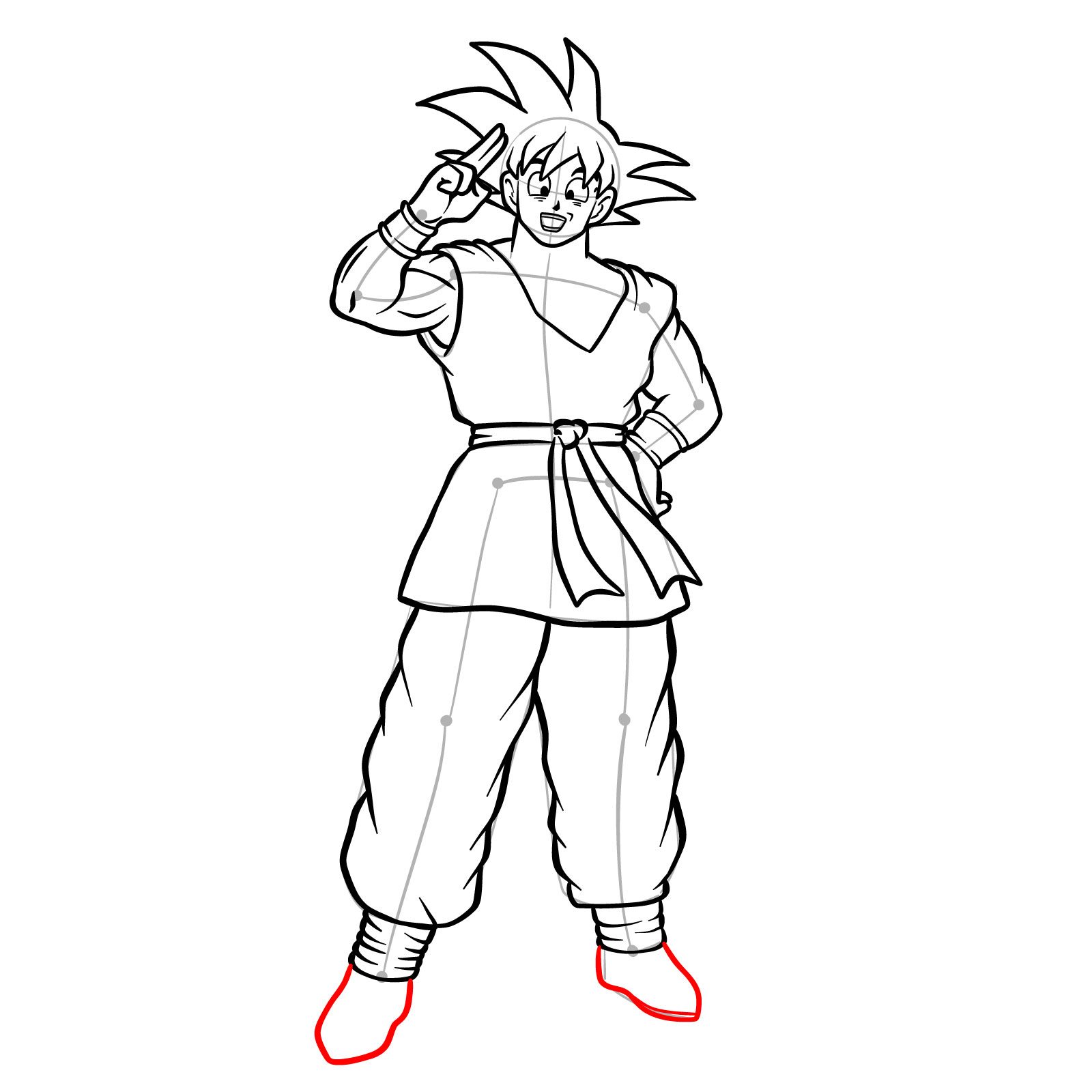 How to draw Goku in his Blue Gi from the End of Z Saga - step 19