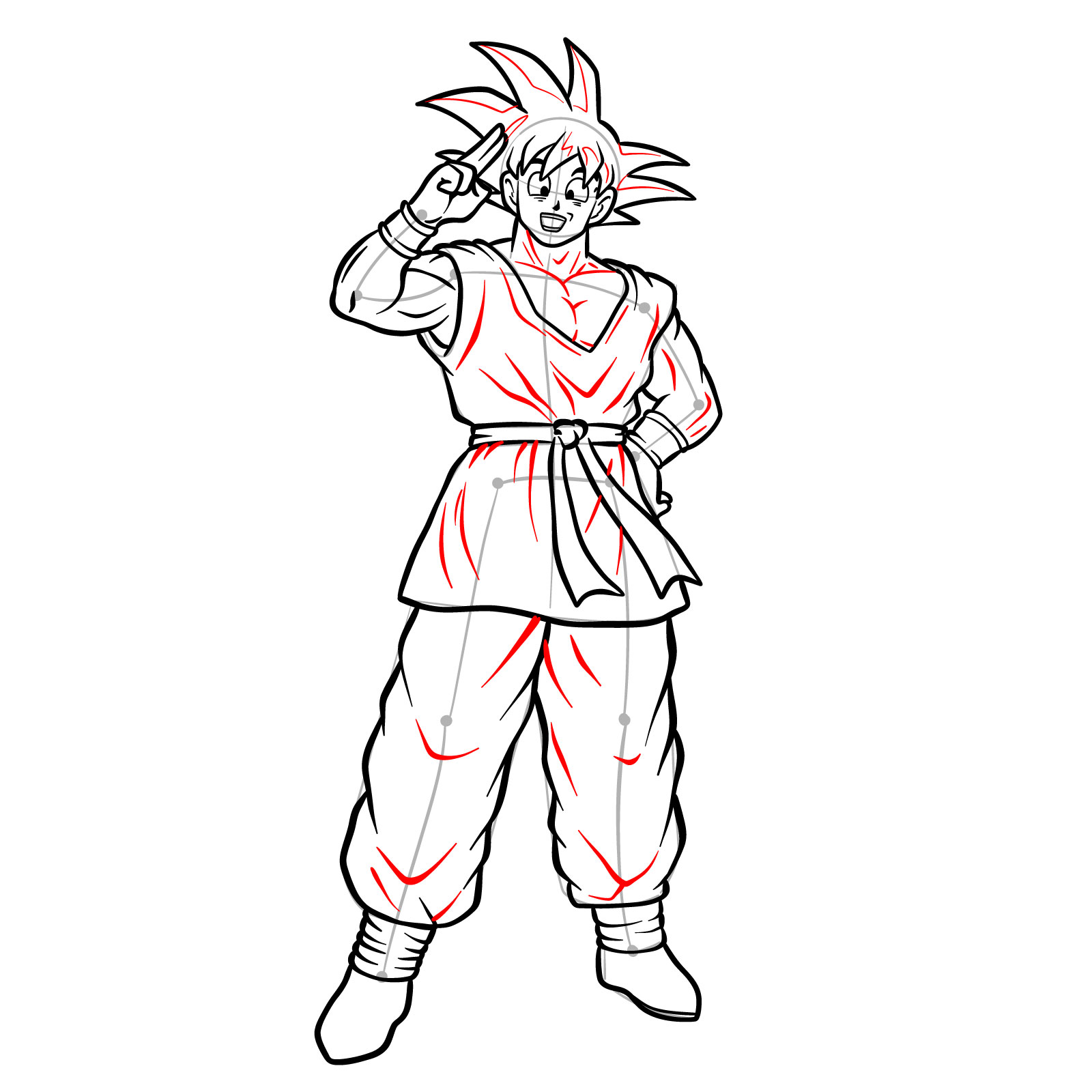 How to draw Goku in his Blue Gi from the End of Z Saga - step 20