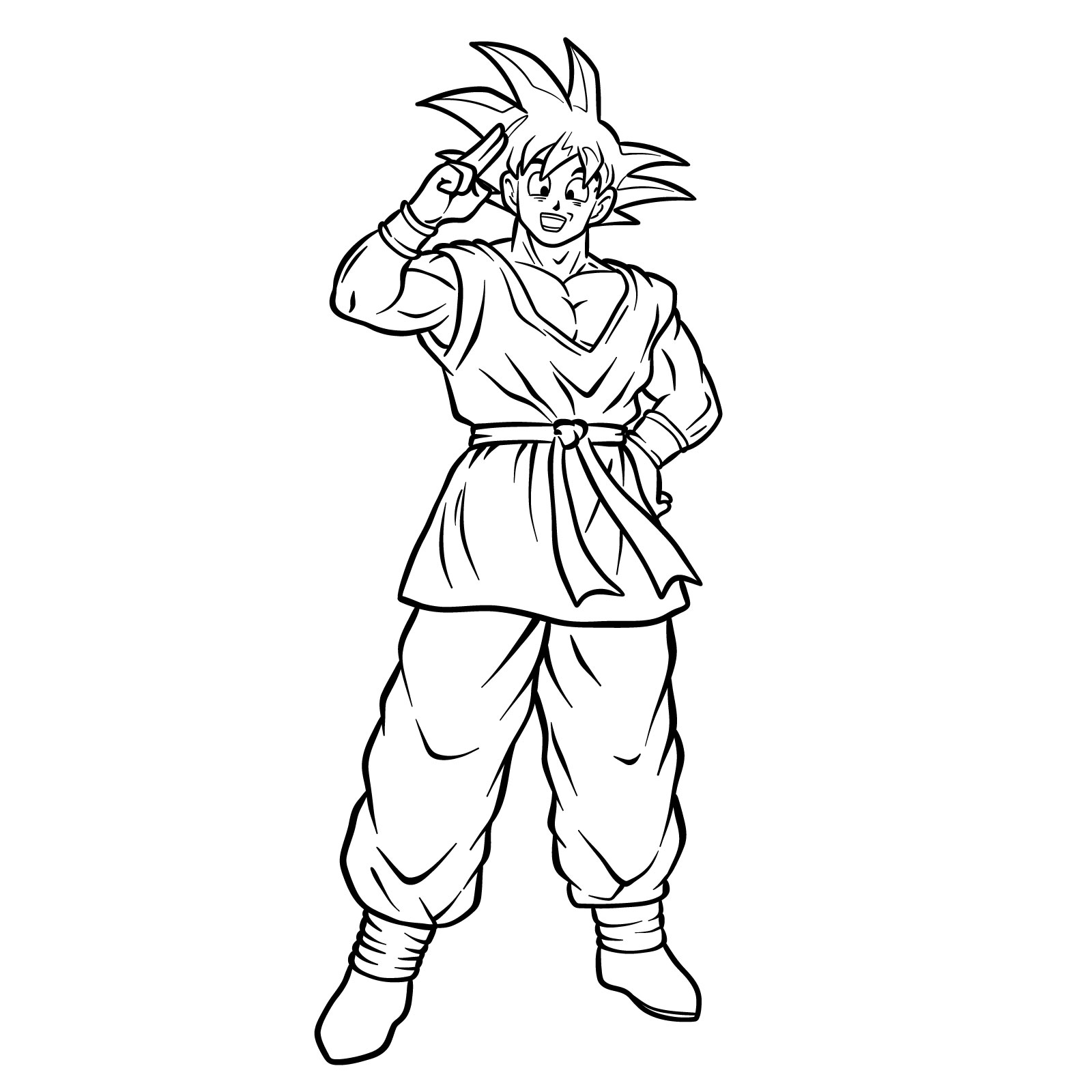 Easy dtawing of Goku in his Blue Gi from the End of Z Saga - final step