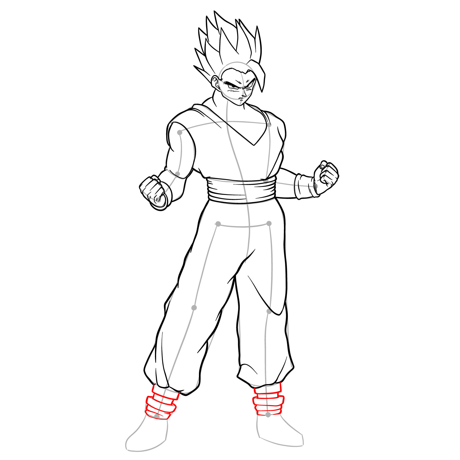 How to draw Ultimate Gohan from Dragon Ball Super: Super Hero - step 21