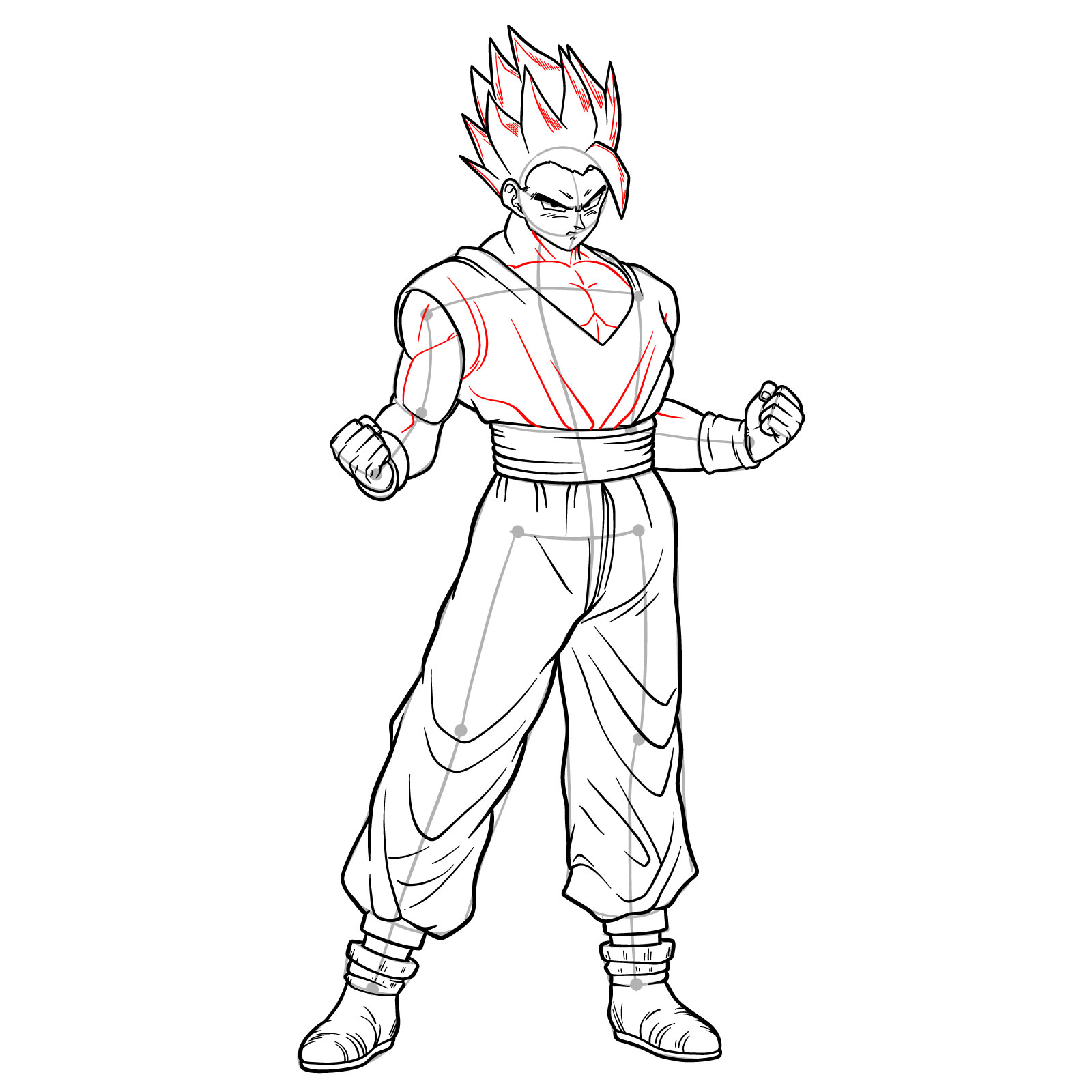 How to draw Ultimate Gohan from Dragon Ball Super: Super Hero - step 24