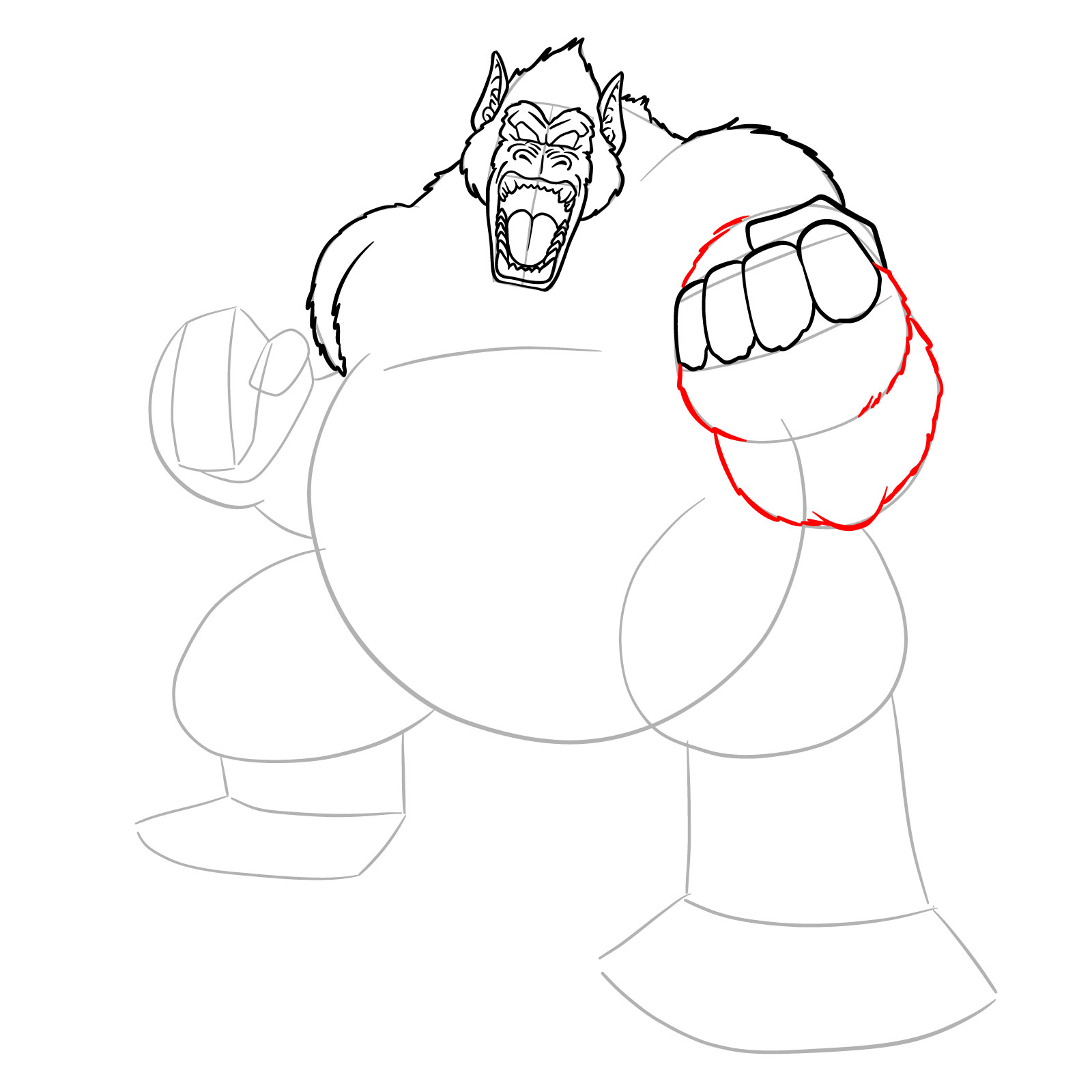 Complete left hand shape for Great Ape Goku - step 11