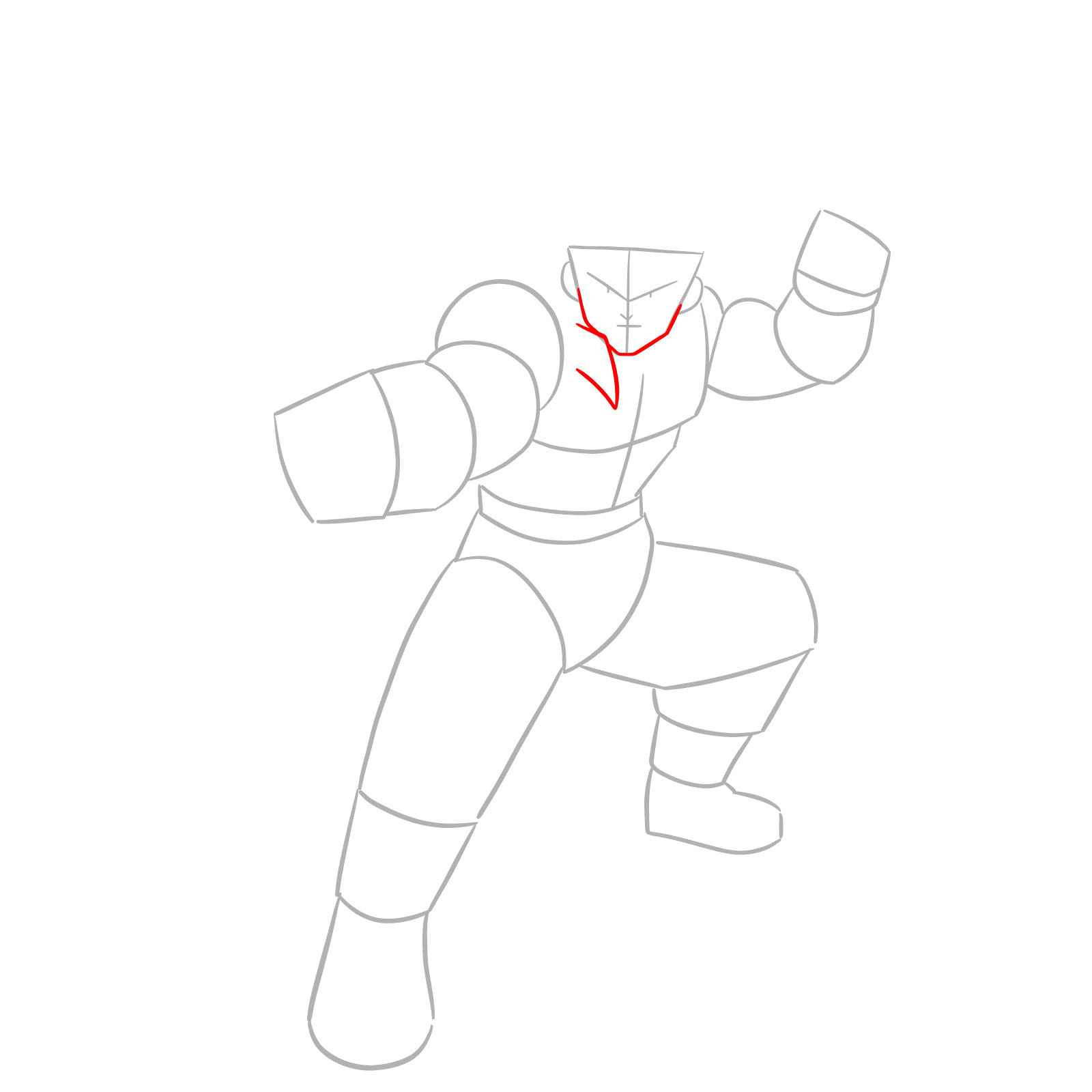 How to Draw Goku in Super Saiyan 4 from Dragon Ball DAIMA - step 03
