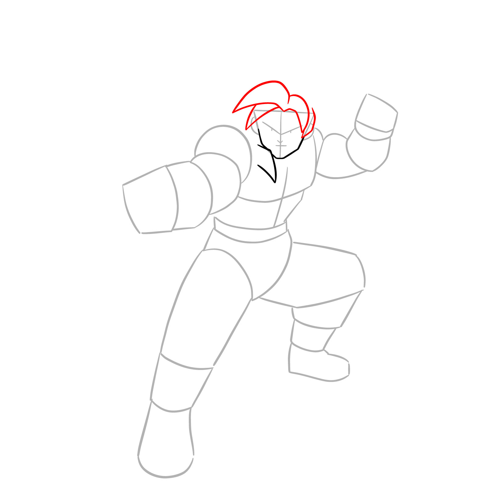 How to Draw Goku in Super Saiyan 4 from Dragon Ball DAIMA - step 04