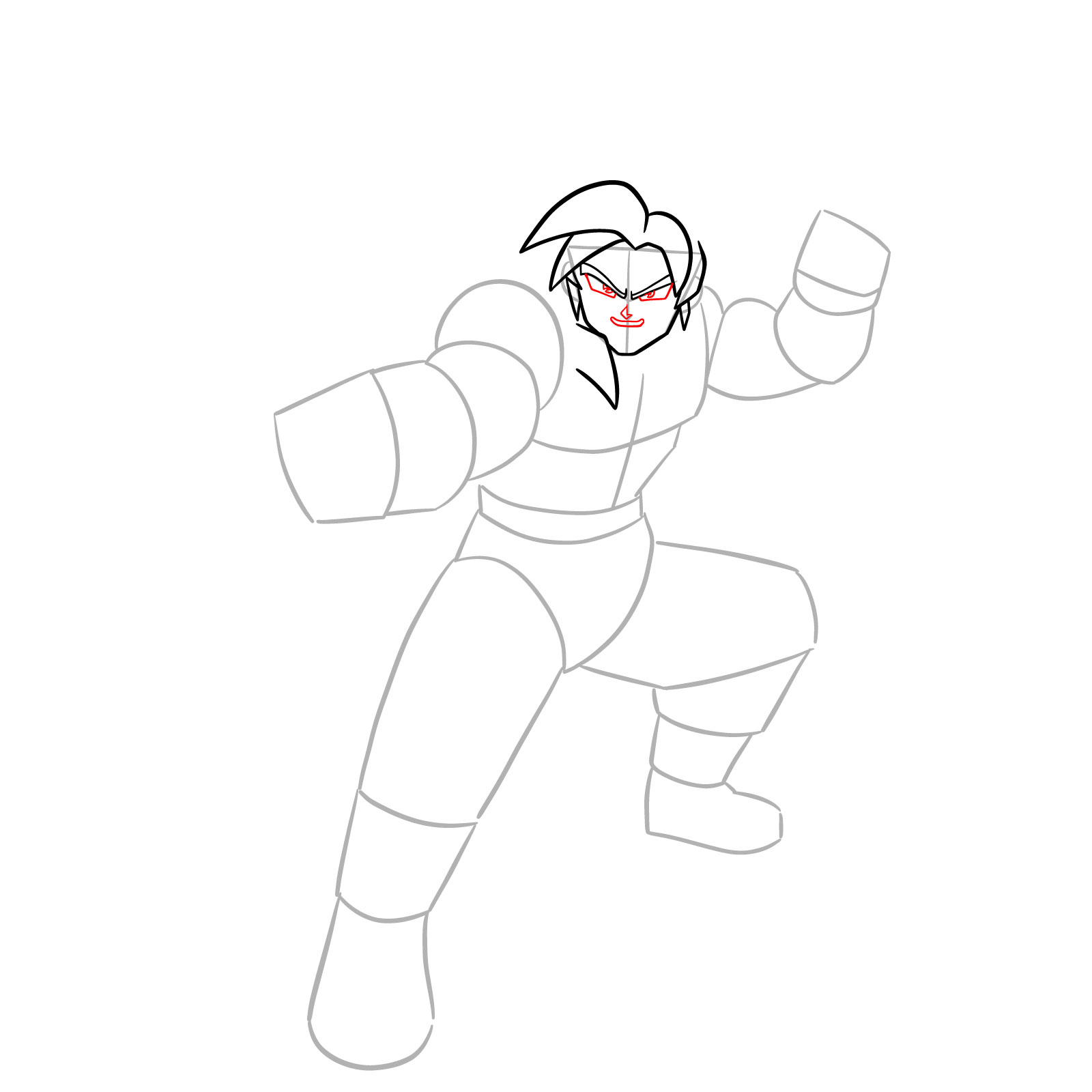 How to Draw Goku in Super Saiyan 4 from Dragon Ball DAIMA - step 06