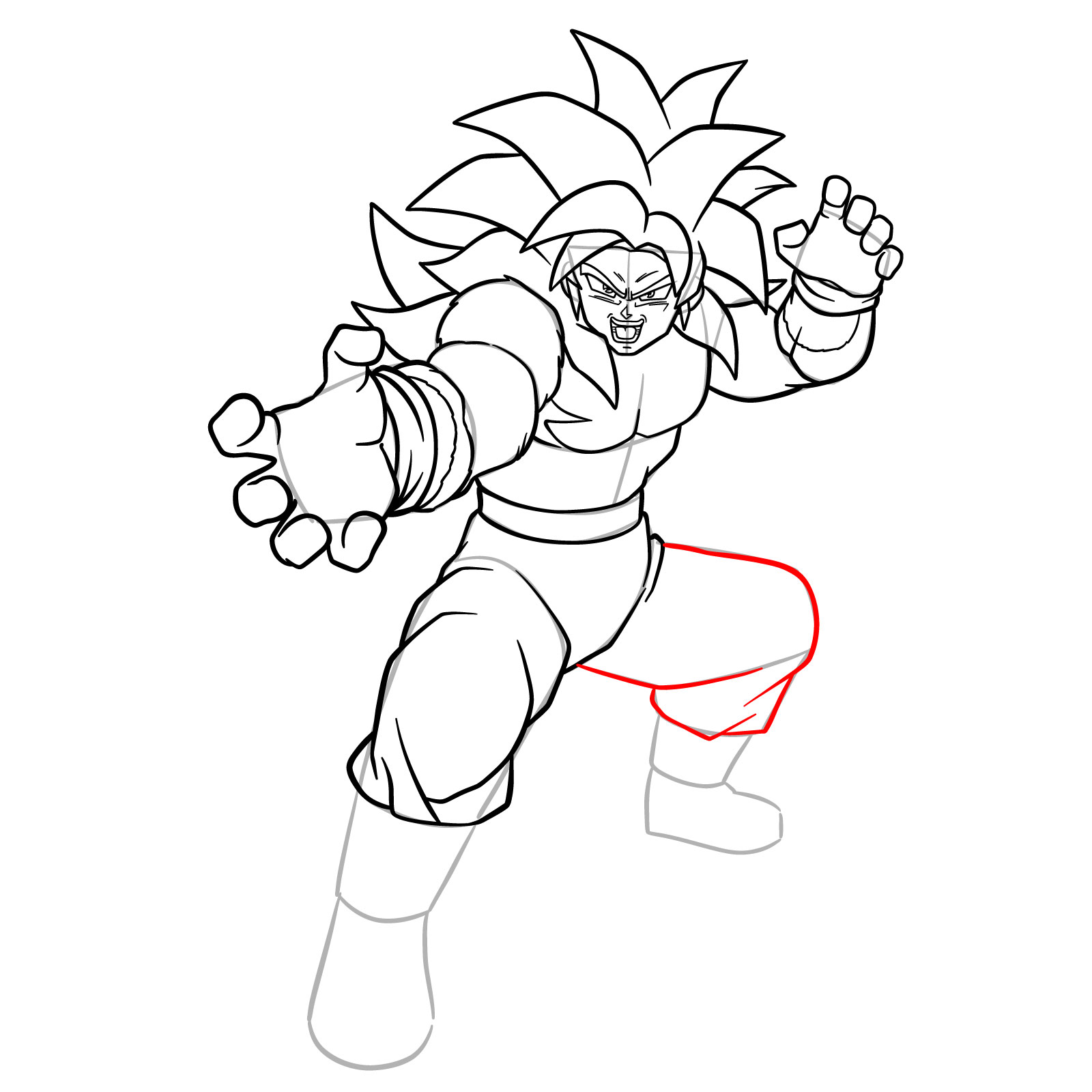 How to Draw Goku in Super Saiyan 4 from Dragon Ball DAIMA - step 20