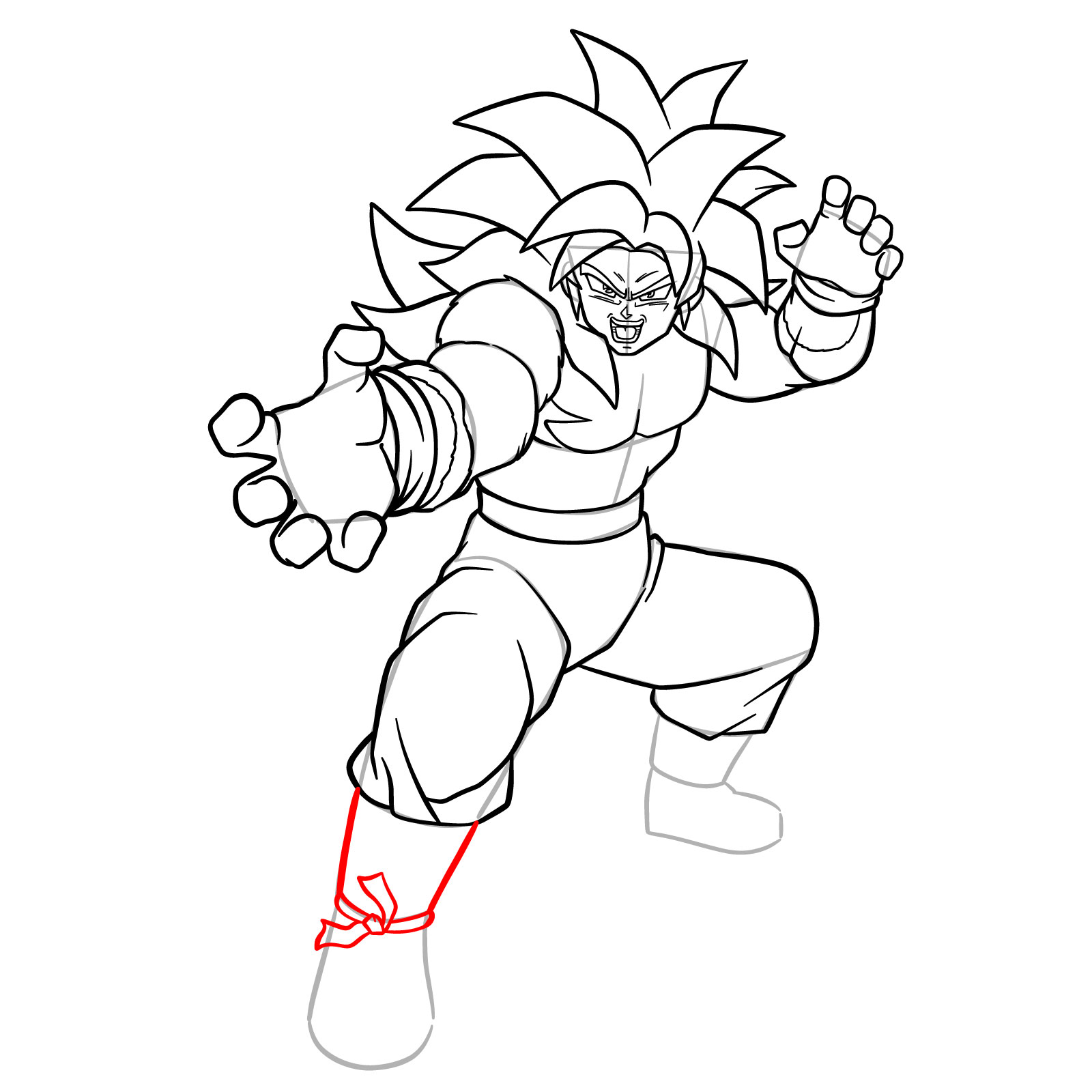 How to Draw Goku in Super Saiyan 4 from Dragon Ball DAIMA - step 21