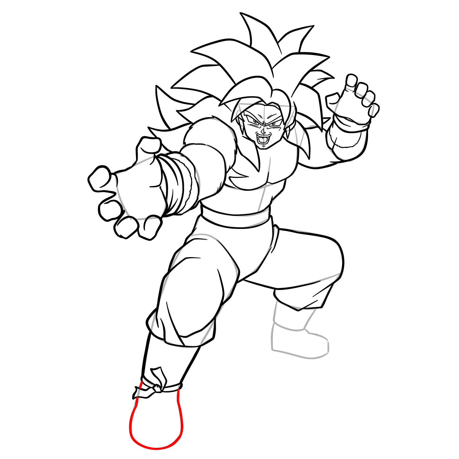 How to Draw Goku in Super Saiyan 4 from Dragon Ball DAIMA - step 22