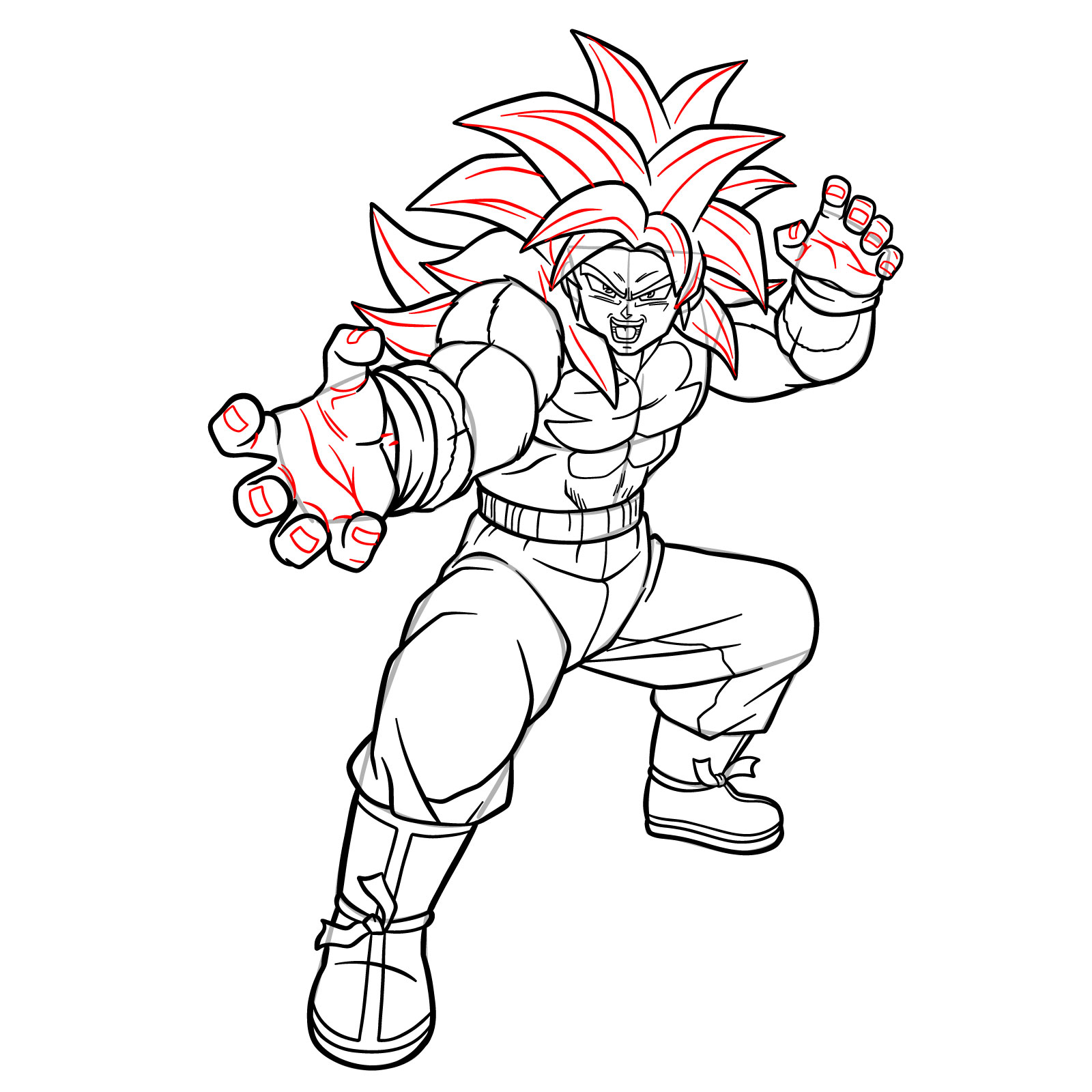 How to Draw Goku in Super Saiyan 4 from Dragon Ball DAIMA - step 27