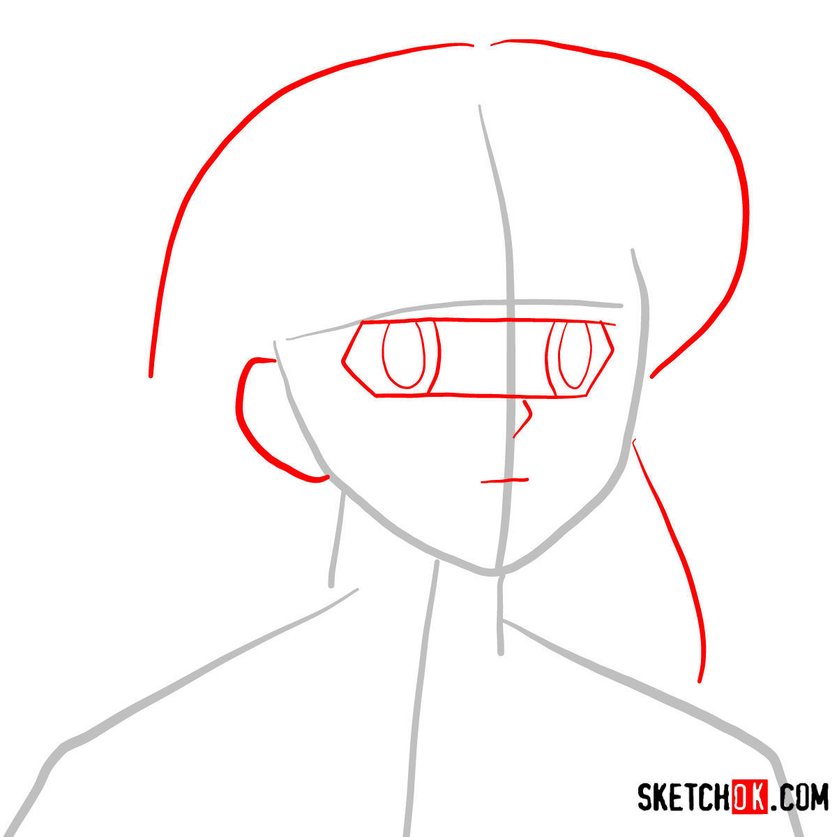 How to draw Sango (Coral) | Inuyasha - step 02