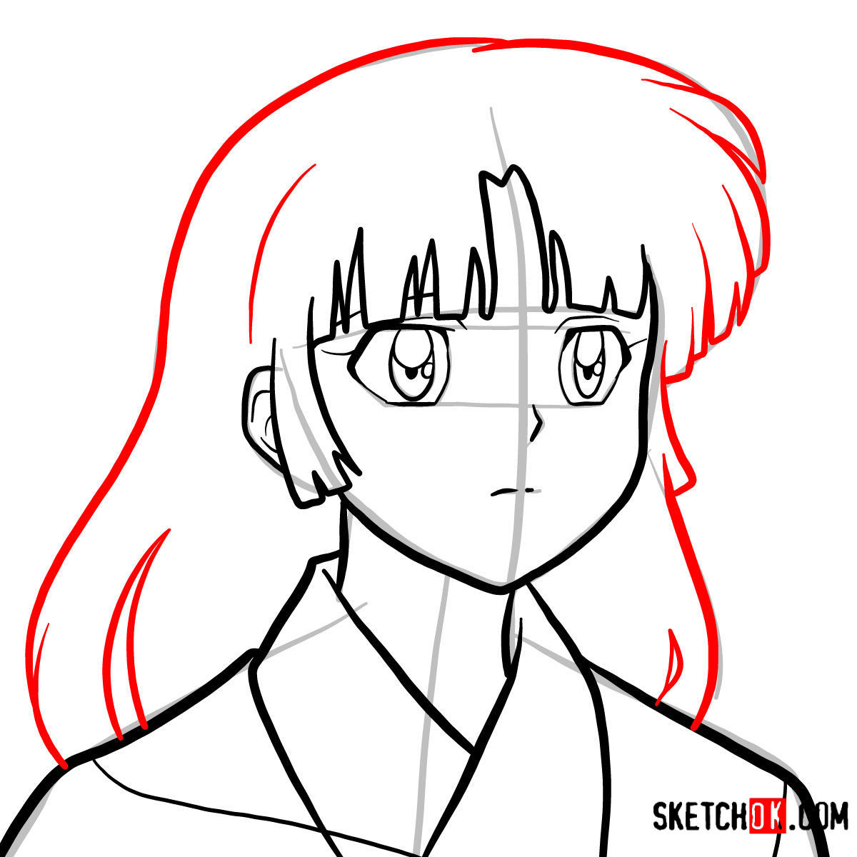 How to draw Sango (Coral) | Inuyasha - step 08