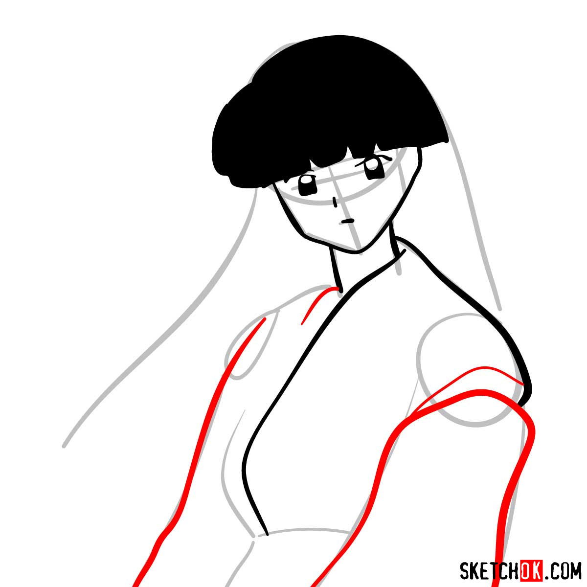 How to draw Kikyo | Inuyasha - step 06